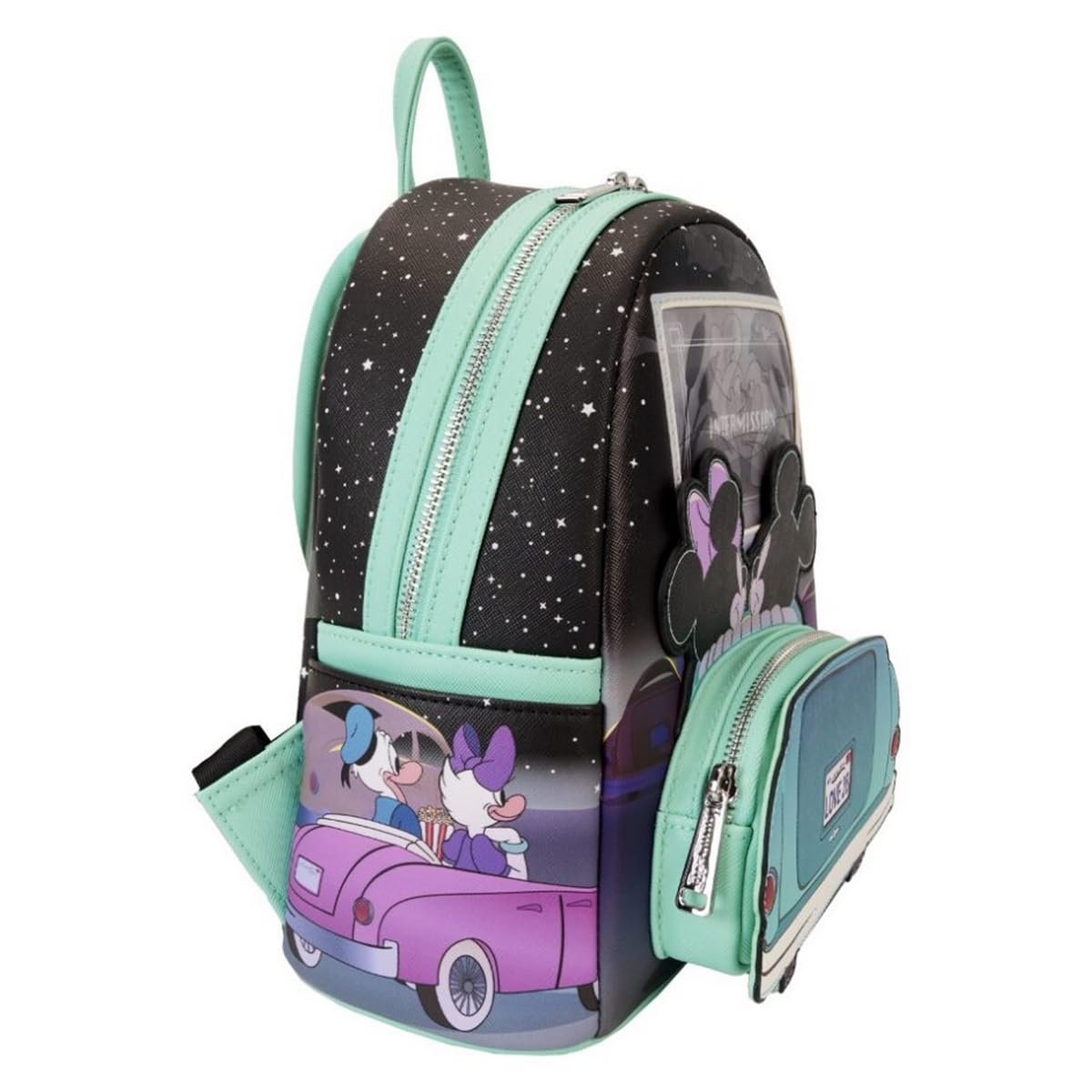 Mickey & Minnie Mouse Loungefly Mini Backpack - Cute Disney Date Night Drive-in Themed Multicolor Purse for Women | Perfect for Theme Parks, Movies & Disney Fan Collectibles