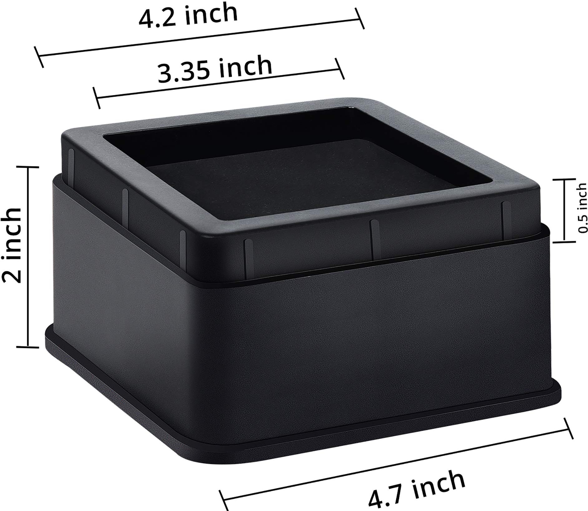 Utopia Bedding 2 Inch Bed Risers - Heavy Duty Furniture Risers with Anti-Slip Foam & Rubber Pads - Pack of 4 Stackable Bed Lifts for Sofa, Bed, Table, Couch & Chair - Perfect for Dorm Rooms, Guest Beds & Home Office (Black)
