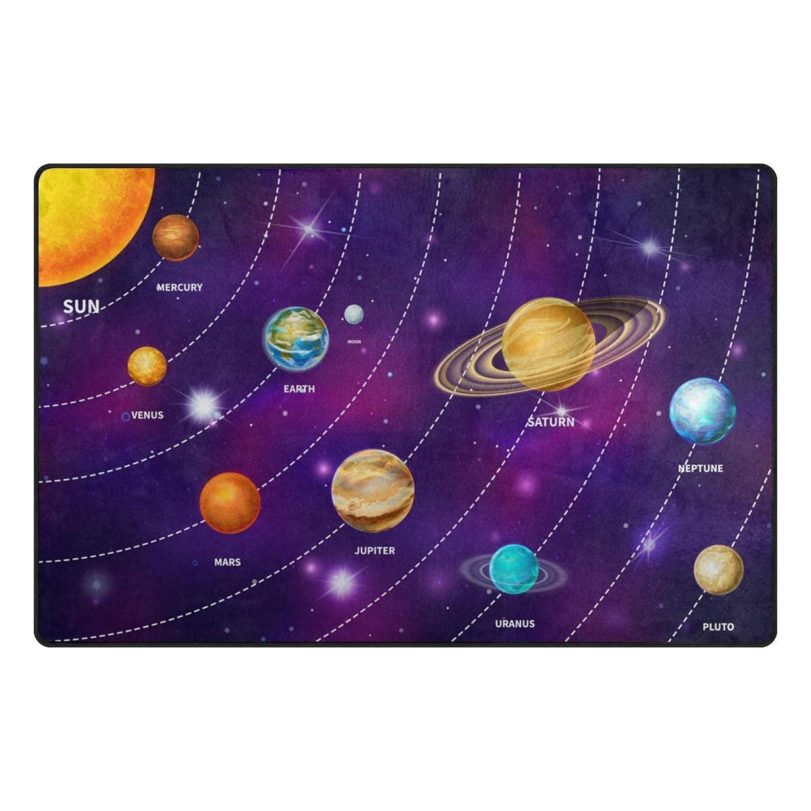 Solar System Area Rug - Non-Slip Starry Sky Carpet for Kids Bedroom, Living Room & Nursery | Soft Washable 5.3x4ft Space Themed Rug for Boys & Girls | Perfect for Playrooms, Dorm Decor & Astronomy Lovers