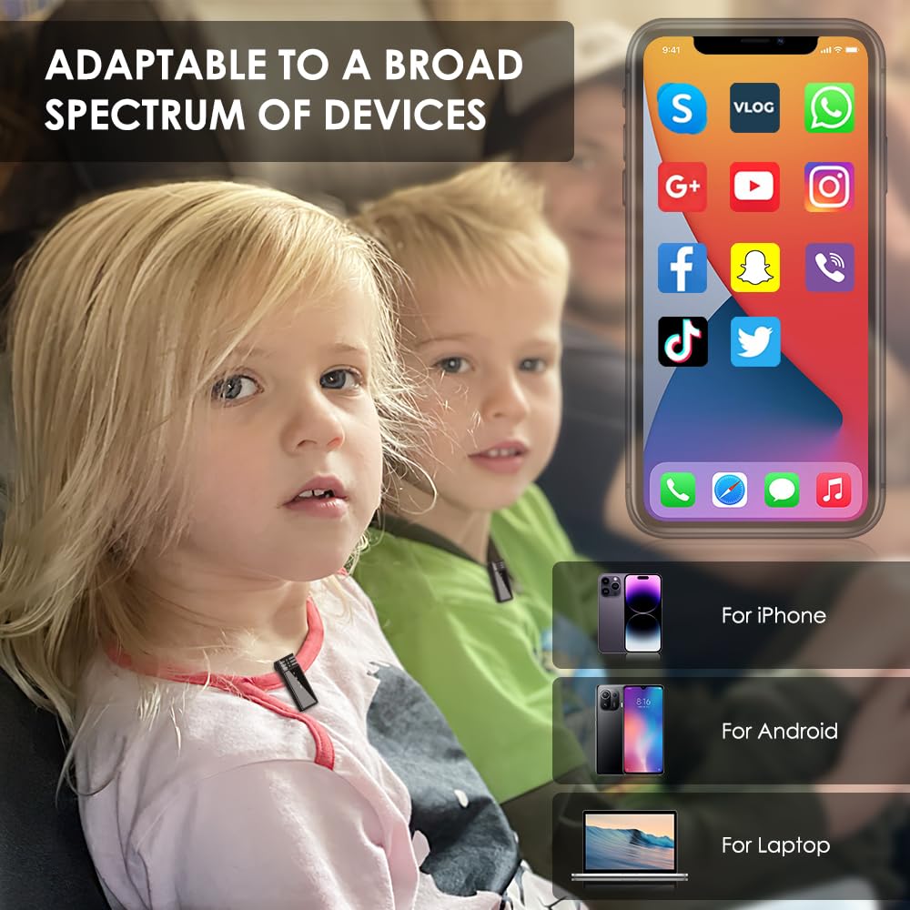 2 Pack Wireless Lavalier Microphone for iPhone iPad Android - Mini Clip-on Mic with Noise Cancellation for Crystal Clear Audio - Perfect for YouTube, Vlogging, TikTok Live, Podcasting & Video Recording (82ft Wireless Range) - Ideal for Content Creators, Interviewers & Online Teachers