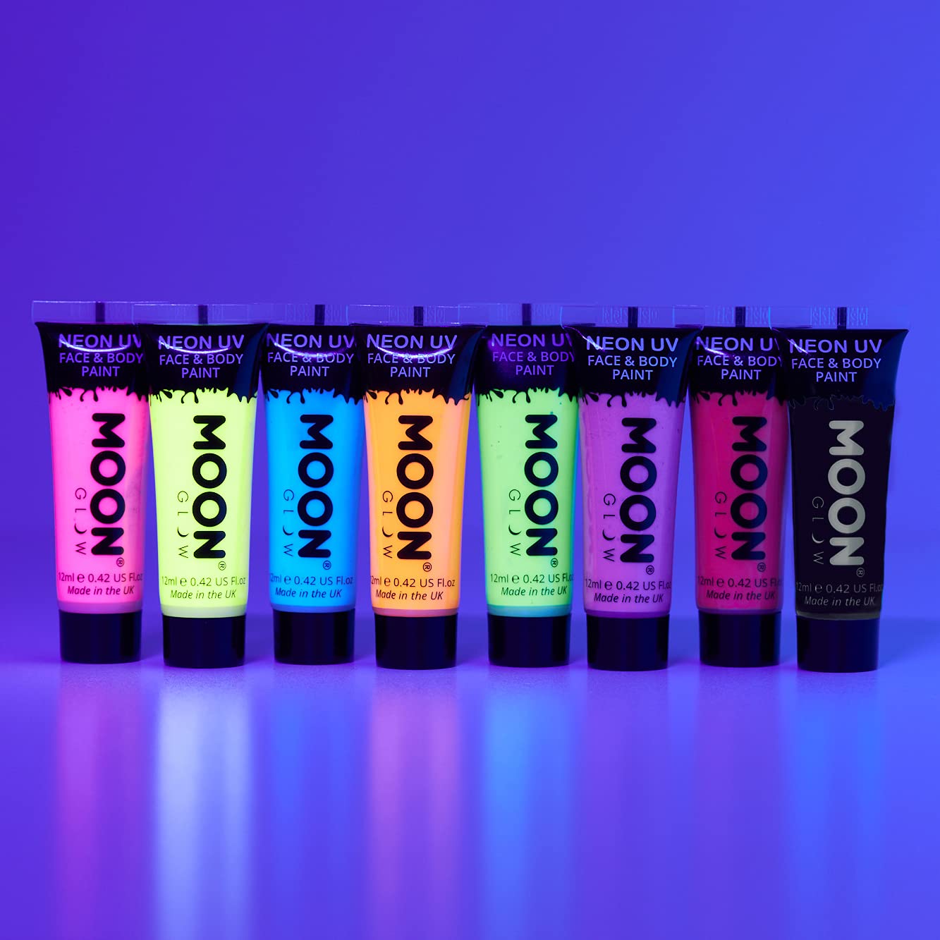 0.42oz Neon Face & Body Paint - Black | Non-Toxic, Water-Based, Vibrant Colors for Halloween, Cosplay, Festivals & Body Art | Safe for Kids & Adults