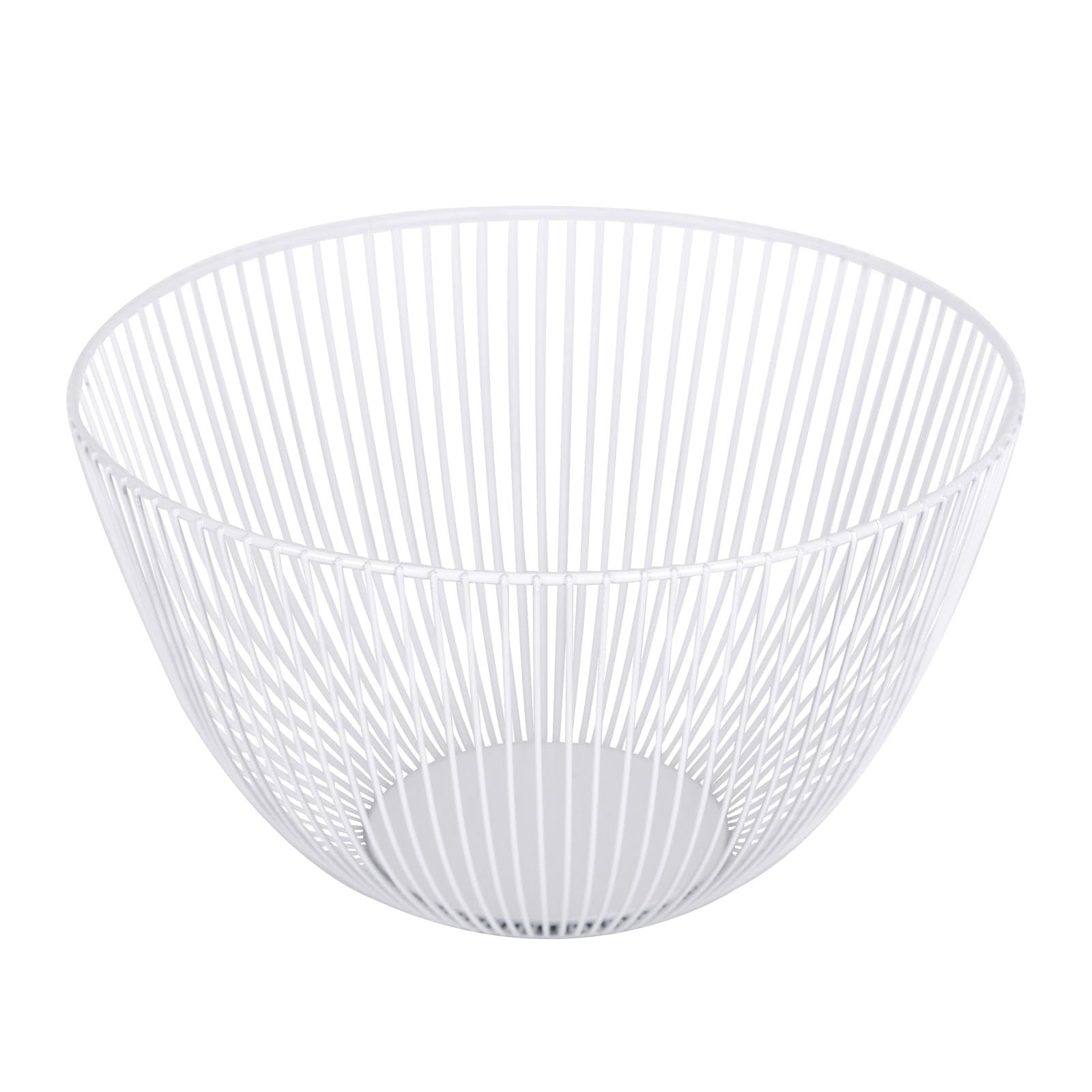 Stainless Steel Fruit Basket - Round White Metal Fruit Bowl for Kitchen Counter, Dining Table & Pantry Organization - Perfect for Displaying Apples, Bananas & Fresh Produce