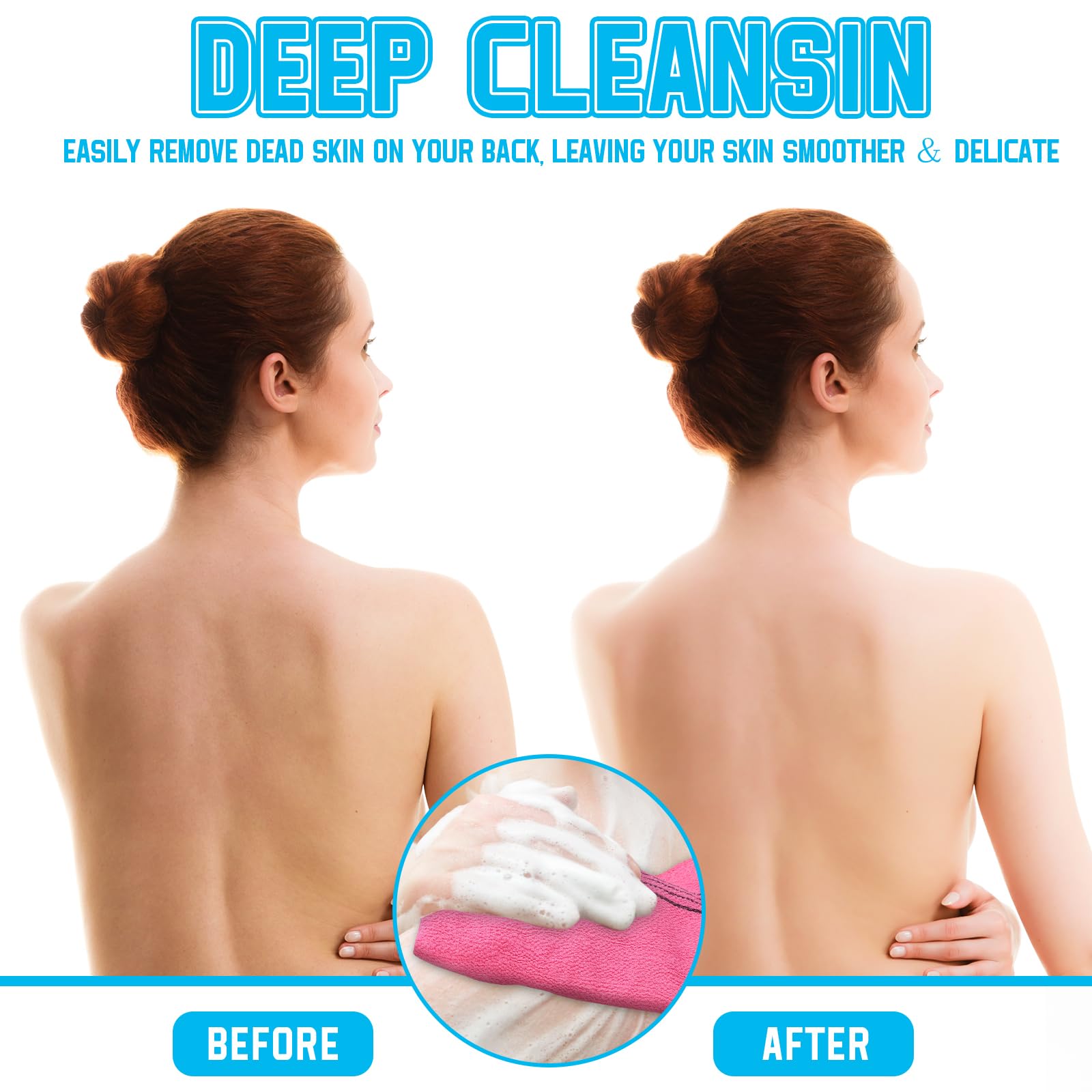 Exfoliating Body Scrubber Washcloth for Men & Women - Korean & Japanese Style, Dead Skin Remover - Perfect for Shower & Spa