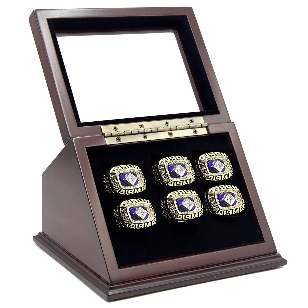 Premium Wooden Shadow Box Display Case for Sports Championship Rings - 1 to 7 Slot Options with Glass Window (Rings Not Included) - Perfect for Trophy Rooms, Memorabilia Collections & Sports Fan Gifts