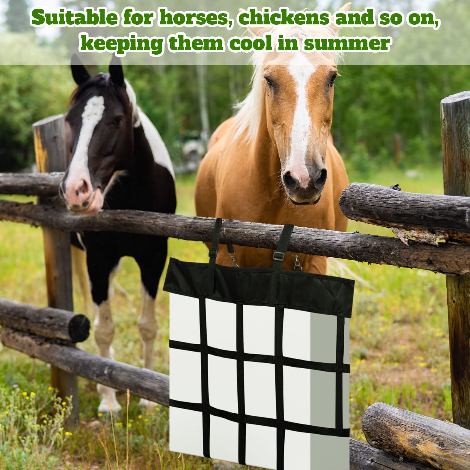 Tessco 2-Pack Black Nylon Box Fan Holder for Horse Stalls – Heavy Duty Hanging Web Hay Bag & Classic Fan Storage Solution | Perfect for Barn Cooling, Stable Ventilation & Farm Equipment Organization