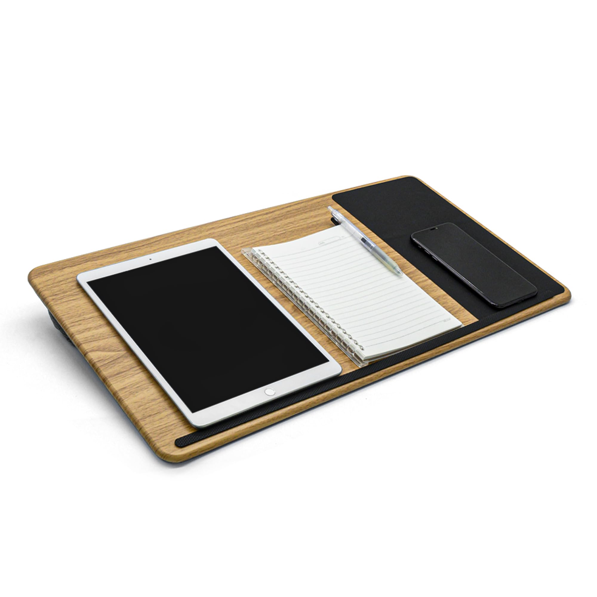 Portable Engineered Wood Lap Desk with Soft Cushion & Wrist Rest, Adjustable Bed Tray Laptop Stand for 17 inch Devices, Home Office & Cozy Bedroom Workspace