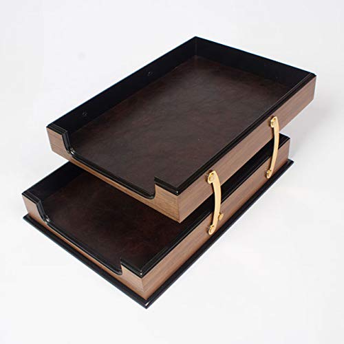 Premium 8-Piece Leather & Wood Desk Organizer Set with Double Tray, Personalized Desk Mat - Luxury Office Accessories for Home & Executive Workspaces