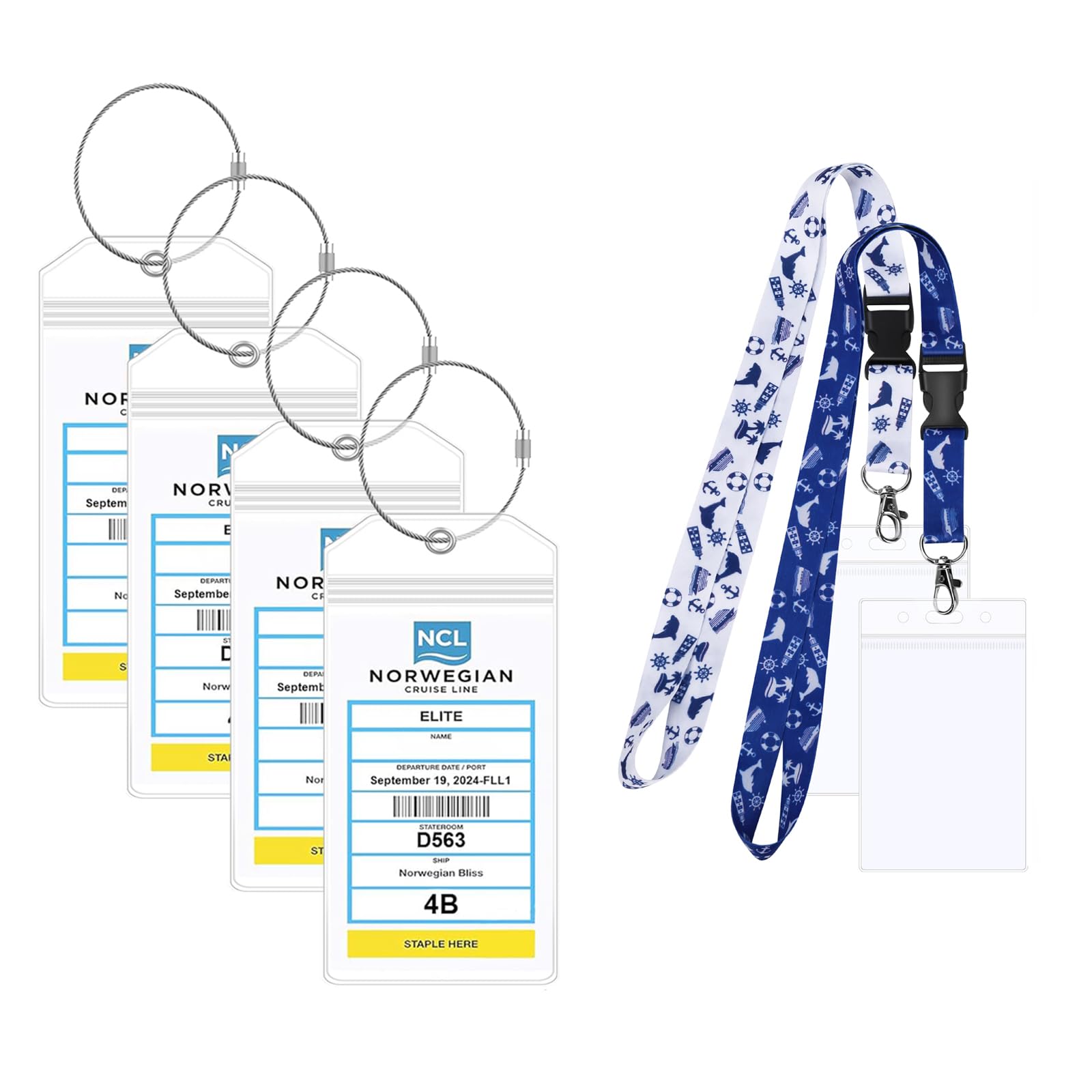 NCL Luggage Tag Holders for Printed (Not Mailed) Norwegian Cruise Line Ships - 6 Pack for 2024 & 2025 Cruises | Durable Cruise Accessories for Easy Identification & Organization