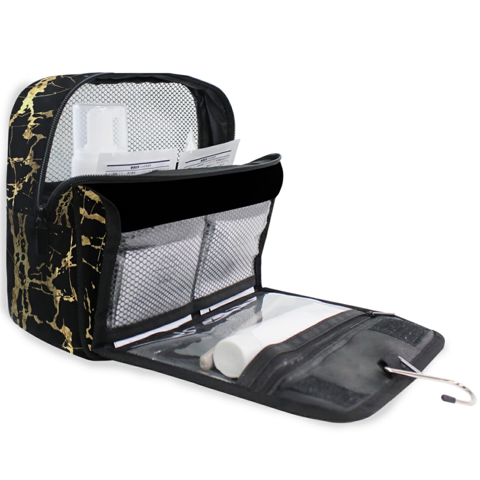 Custom Golden Marble Travel Toiletry Bag - Waterproof Makeup Organizer for Bathroom & Travel