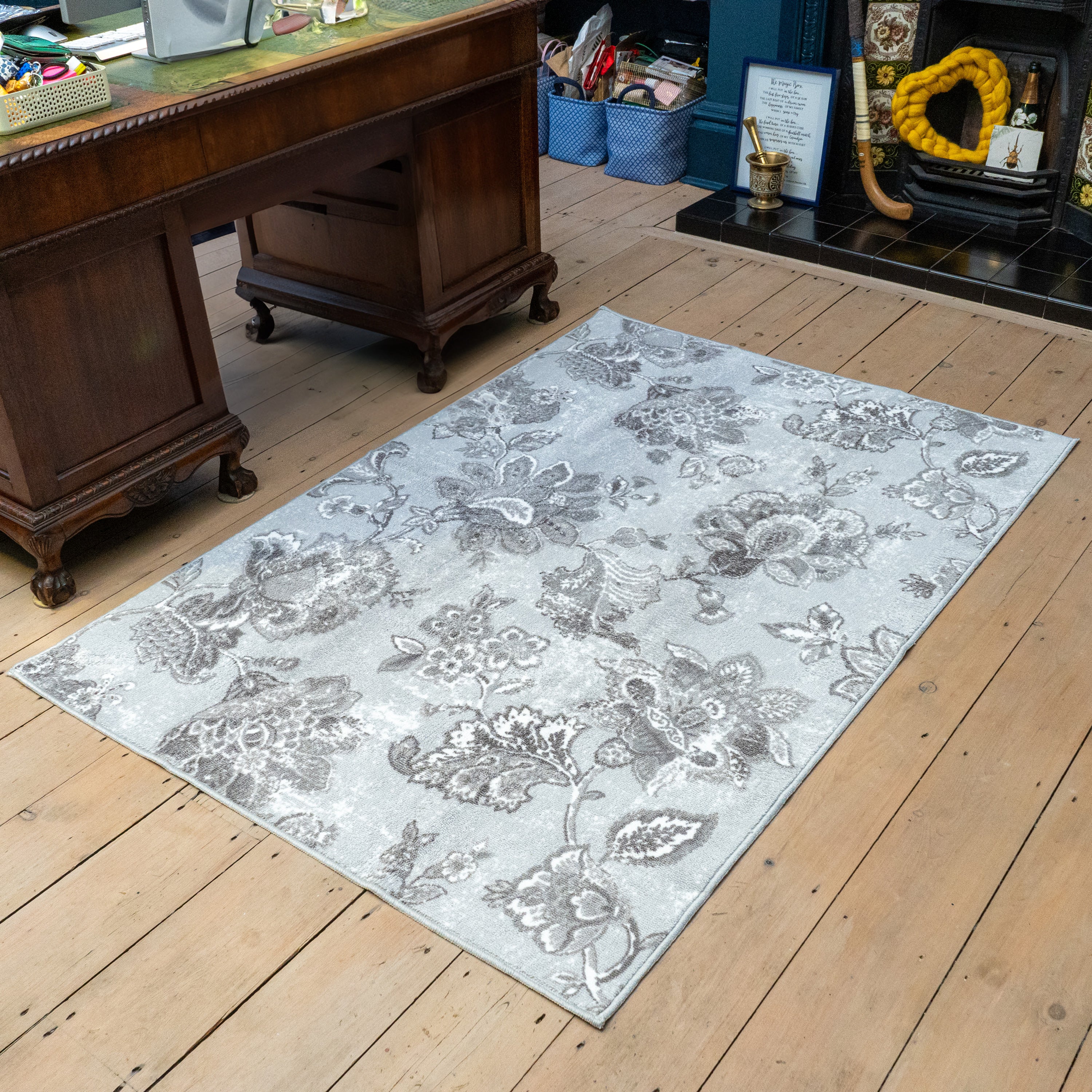 Dreams & Drapes Keats Washable Area Rug - Soft Grey Indoor/Outdoor Carpet for Living Room, Bedroom, Patio & Nursery