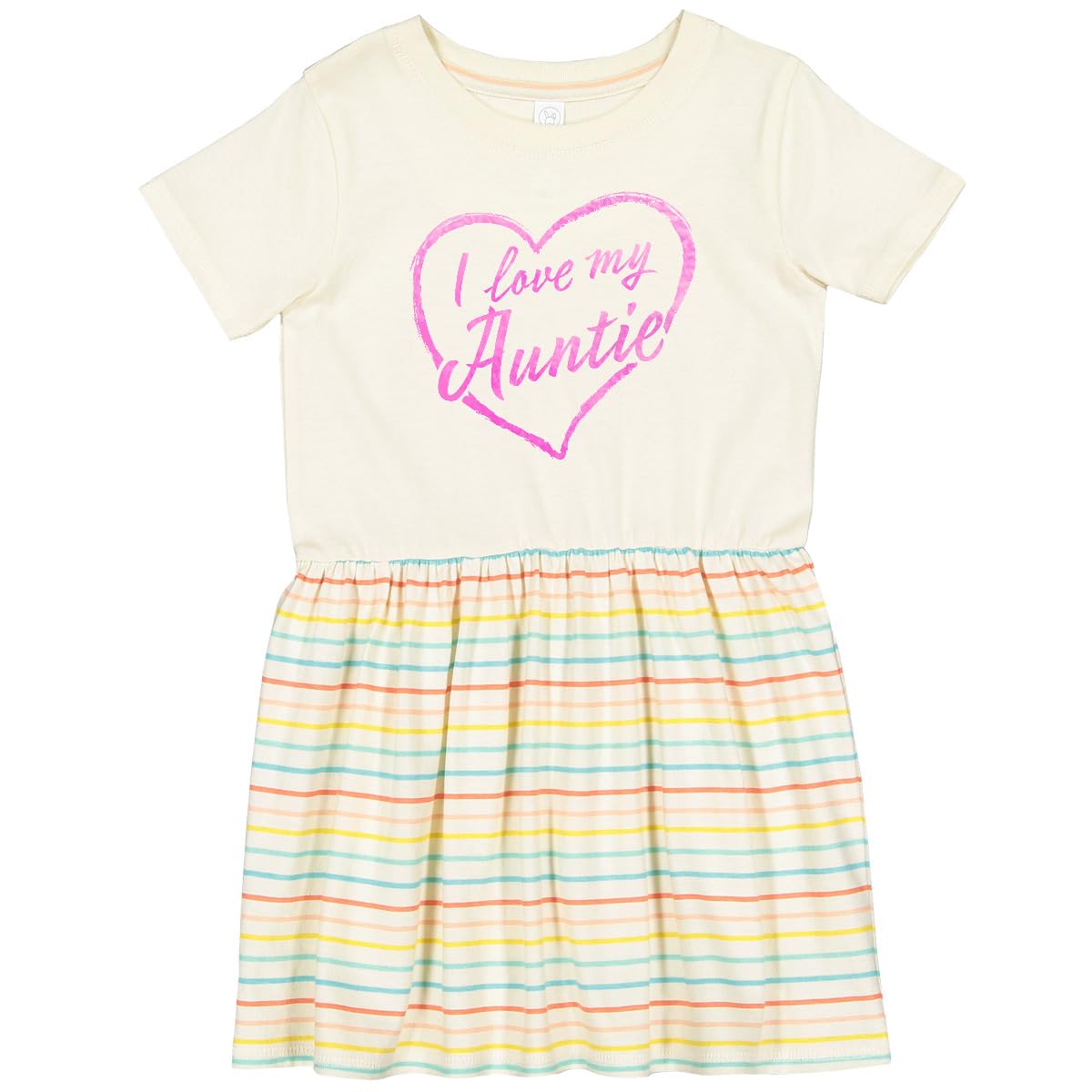Inktastic I Love My Auntie Pink Chalk Heart Toddler Dress - Cute Outfit for Girls, Toddler Clothing Gift for Niece - Perfect for Family Gatherings & Special Occasions