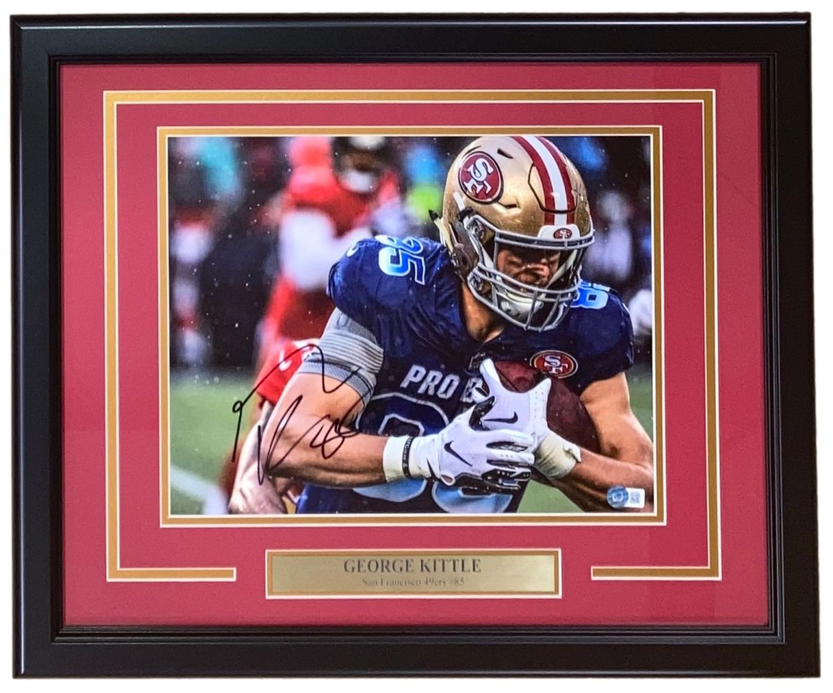 George Kittle Autographed Framed 11x14 San Francisco 49ers Photo - Certified Memorabilia for NFL Fans, Man Cave Decor, Sports Collectibles Gift
