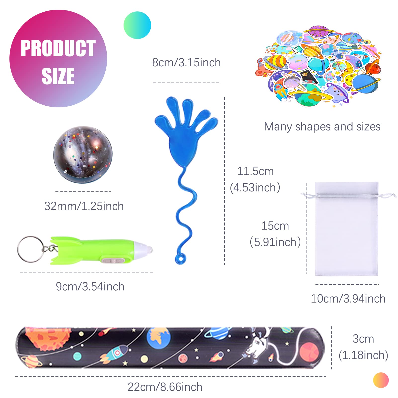 Pllieay 110pcs Outer Space Party Supplies for Kids - Bouncy Balls, Sticky Hands & Slap Bracelets - Space Themed Birthday & Christmas Gifts, Goodie Bag Fillers, Pinata Stuffers & Classroom Prizes - Perfect for Space Parties, School Rewards & Holiday Celebrations