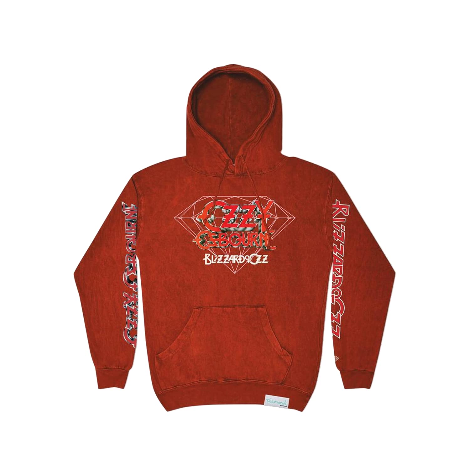 Diamond Supply Co. X Ozzy Hoody - Ozzy Mineral Wash Red Pullover Hoodie for Men | Streetwear Fashion, Hip Hop Style, Urban Outfit | Perfect for Casual Wear, Skateboarding & Music Festivals