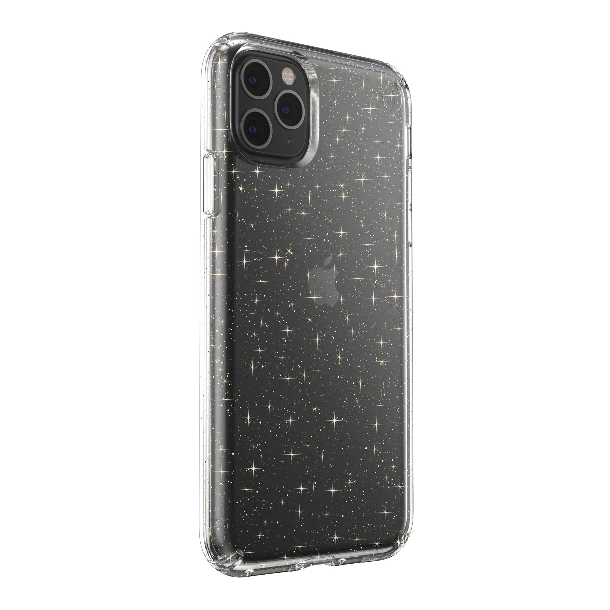 Speck Presidio Clear + Glitter iPhone 11 Pro Max Case - Ultra Thin Slim Hard Protective Cover with Anti-Scratch Technology, Clear/Gold Glitter (130027-5636) - Perfect for Everyday Protection & Style Enhancement