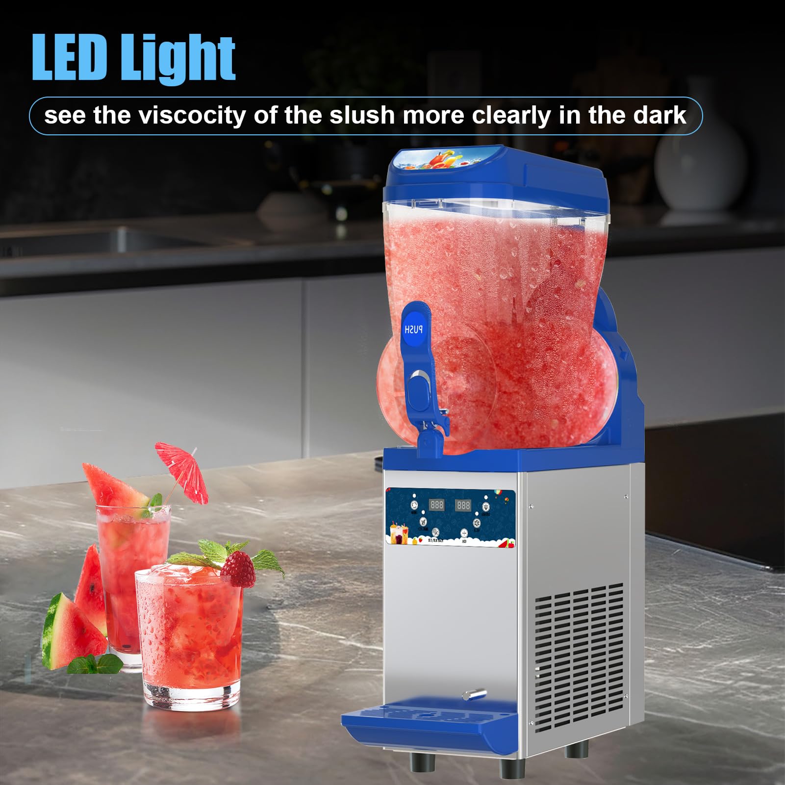 TECSPACE Commercial Slushy Machine 500W - Margarita, Cocktail, Wine & Daiquiri Slush Maker for Bars, Restaurants & Parties - Perfect for Summer Drinks & Frozen Beverages