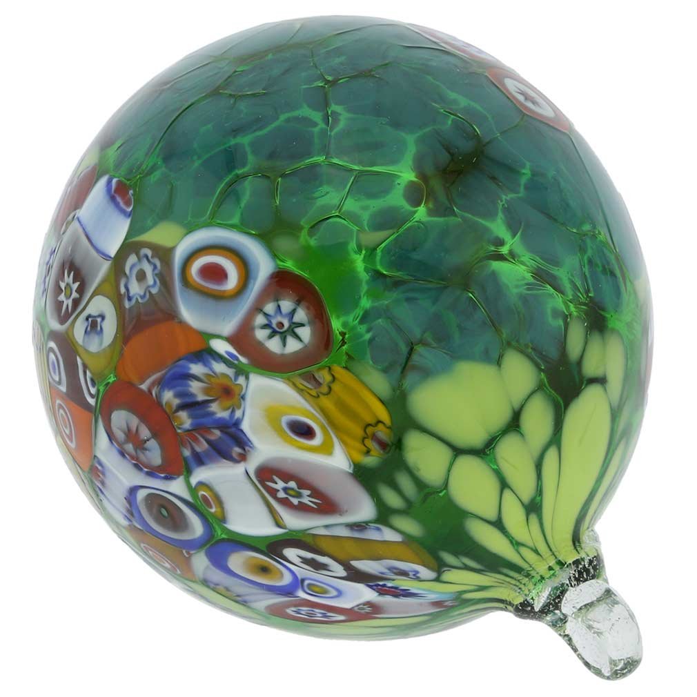 Authentic Murano Glass Christmas Ornament - Venetian Primavera Millefiori Handmade in Italy | Elegant Green Holiday Tree Decoration for Christmas, Home & Gift Giving