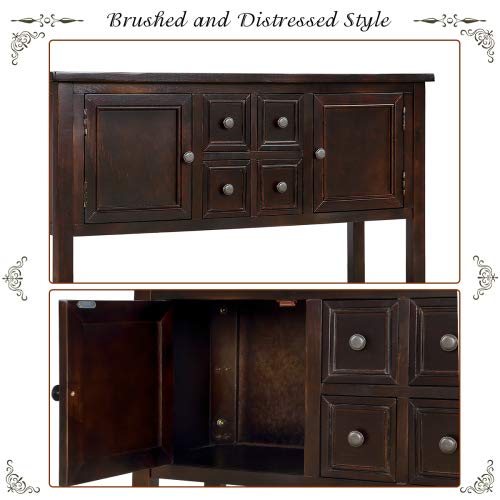 Buffet Sideboard Console Table with Storage Drawers & Cabinets - Sofa Table, End Table for Living Room, Dining Room - Espresso Finish - Perfect for Home Decor & Extra Storage Space