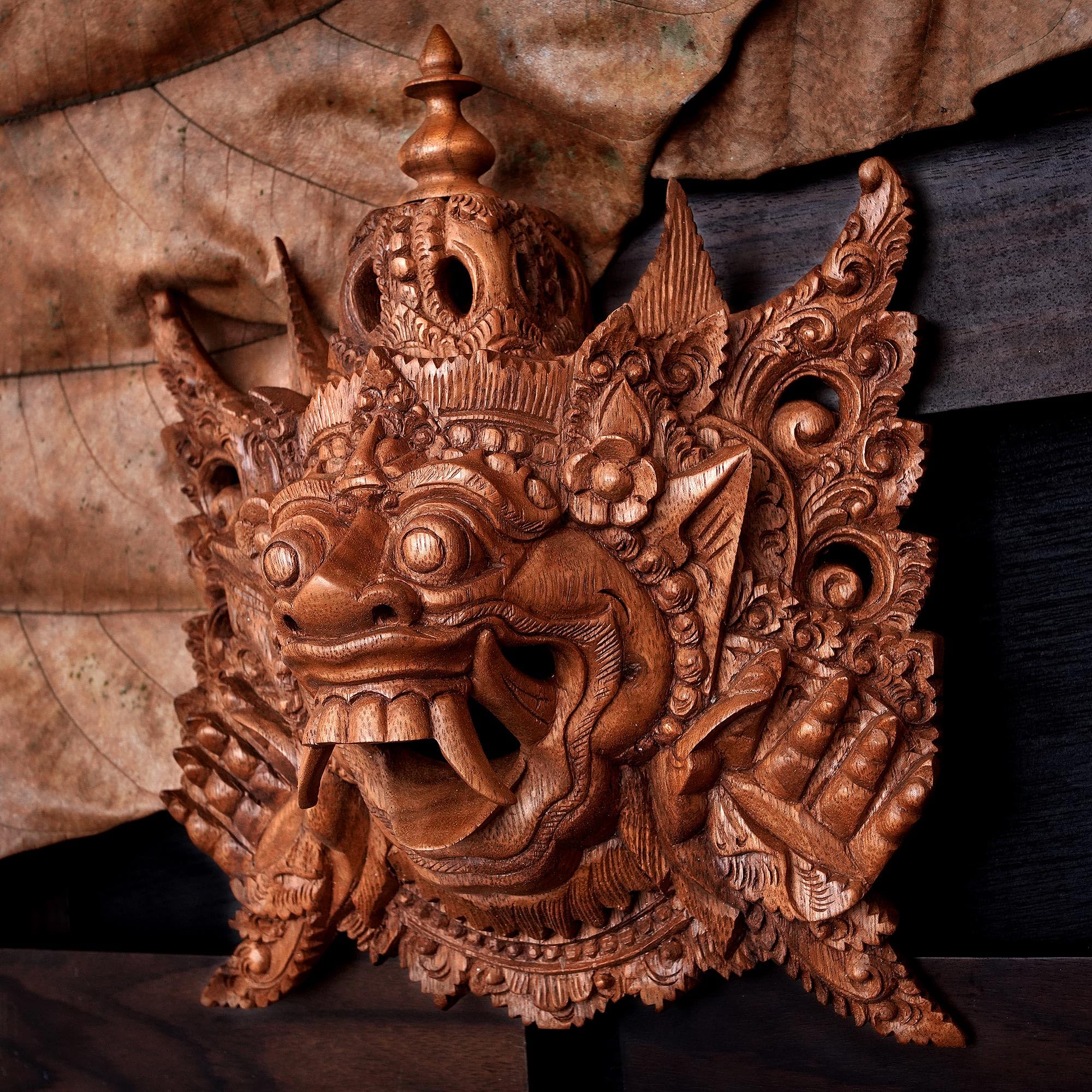 NOVICA Rahwana King of Alengka Hand-Carved Wooden Mask - Balinese Artisan Wall Decor for Home & Office
