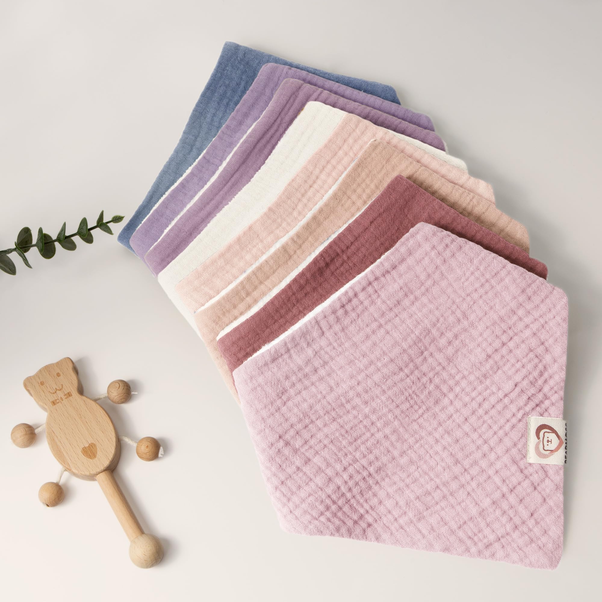 Bearmoss Muslin Baby Bibs - 100% Cotton Bandana Drool Bibs for Boys & Girls | Soft, Absorbent & Washable | Perfect for Teething, Drooling & Mealtime (Set of 3)
