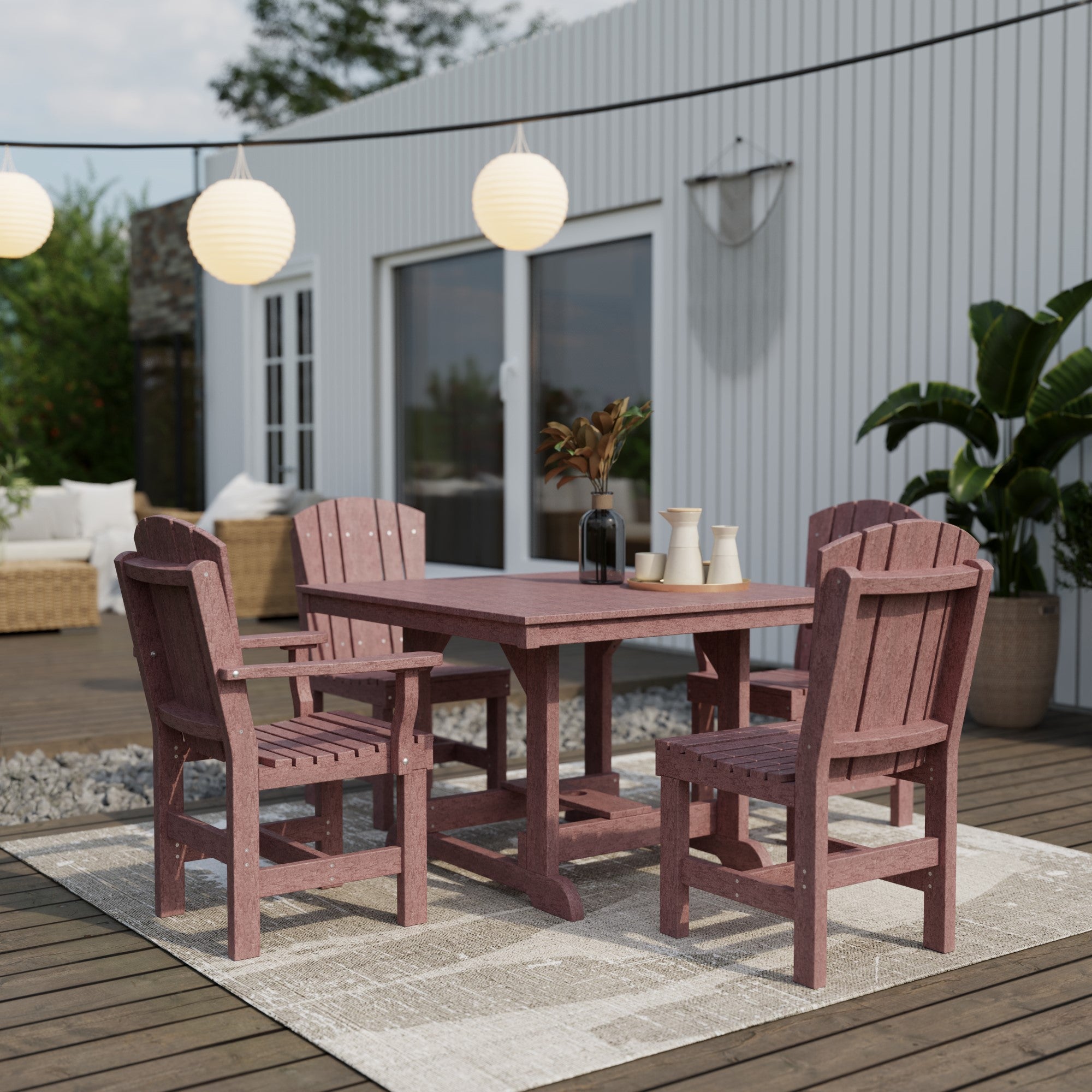 Heritage 5-Piece 44x44 Inch Square Outdoor Dining Set with Cushions - Perfect for Patio, Garden, and Backyard Entertaining