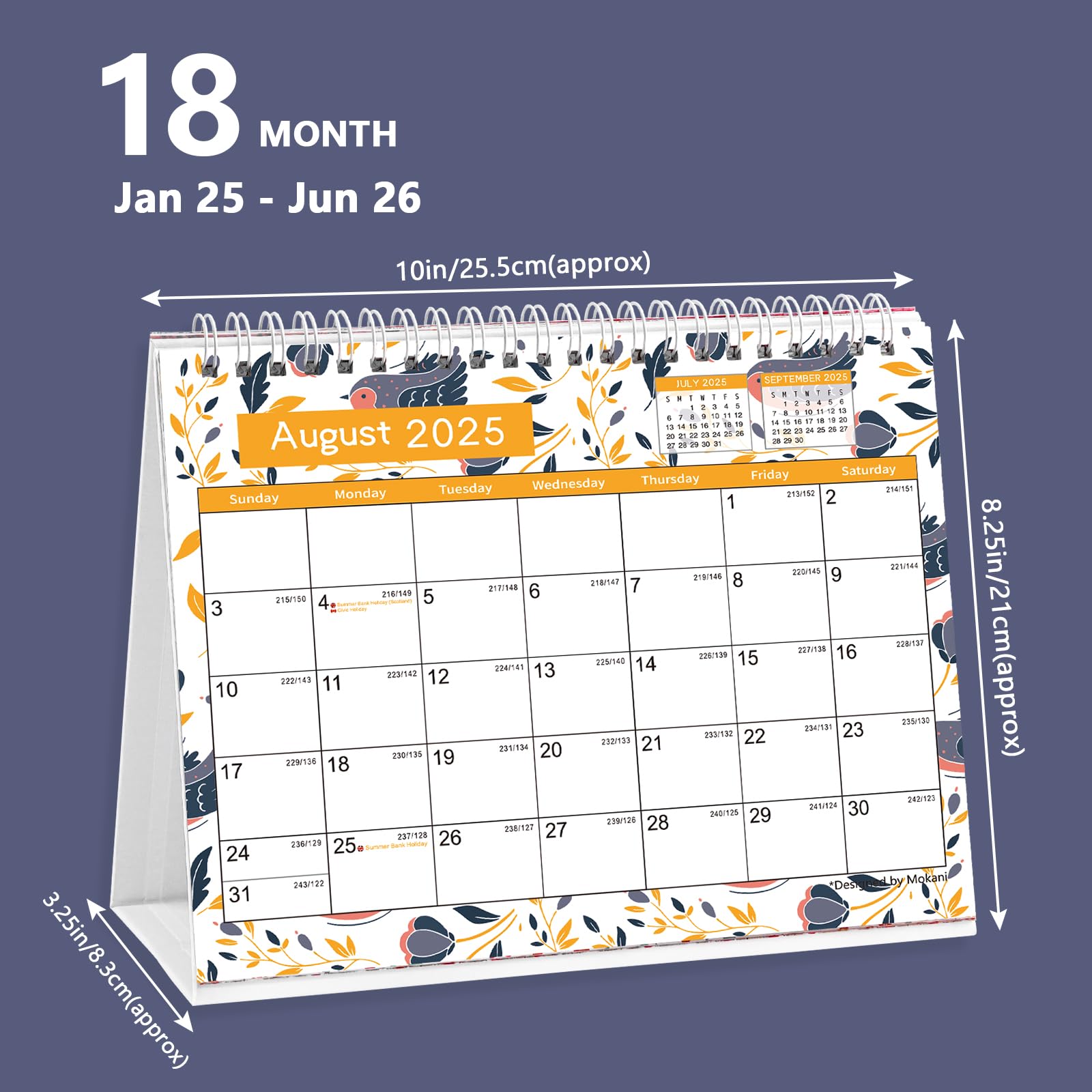2025-2026 Monthly Desk Calendar with Planner Stickers | 10