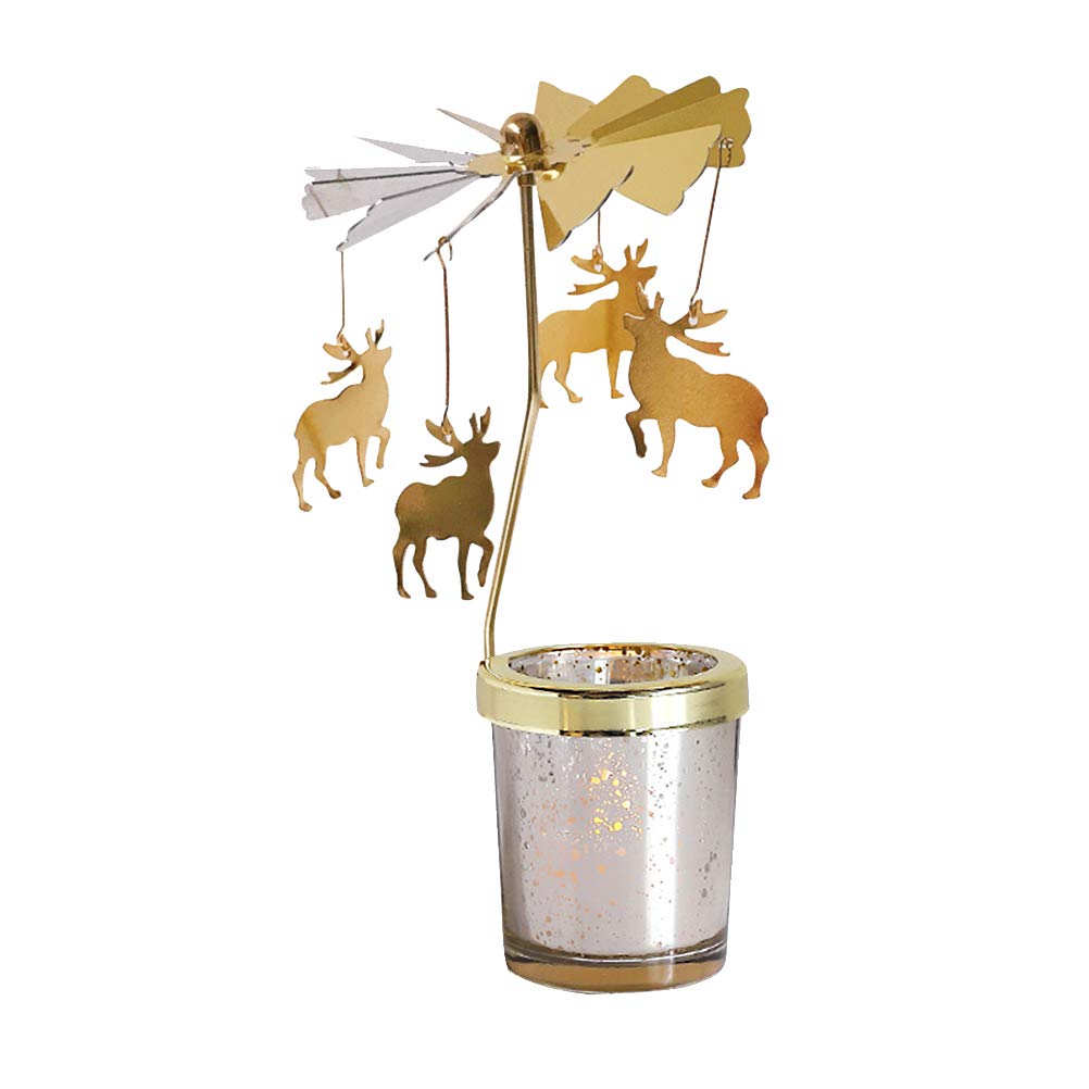 BESPORTBLE Golden Rotating Candle Holders - Elegant Tealight & Pillar Candle Stand for Home Decor, Wedding Centerpiece, Christmas Tabletop Decoration | Perfect for Dining Tables, Fireplace Mantels & Holiday Parties
