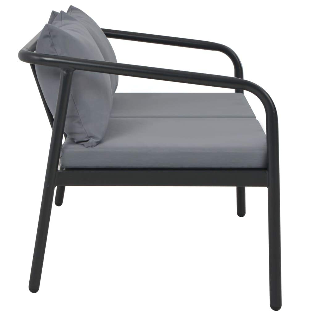 Outdoor Garden Sofa Set 2-Seater with Cushions - Gray Aluminum Patio Furniture for Backyard, Poolside, Lawn & Garden Relaxation - Fast Shipping