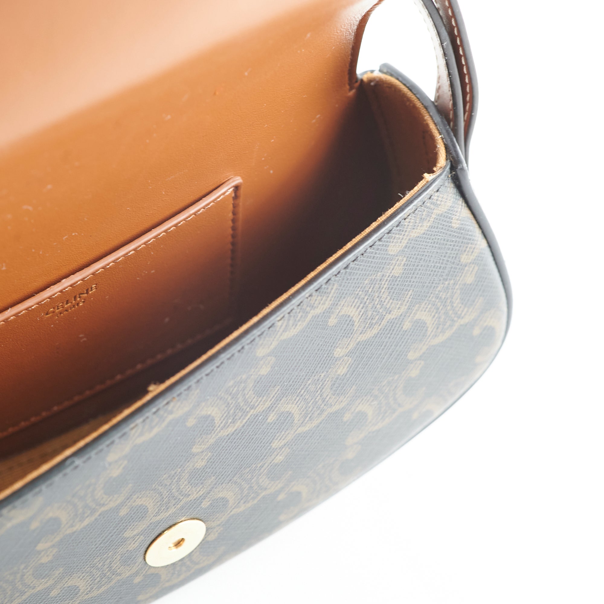 Celine Triomphe Tabou Clutch with Adjustable Strap - Genuine Leather Crossbody Bag in Brown/Tan for Women | Perfect for Evening Parties, Date Nights & Special Occasions