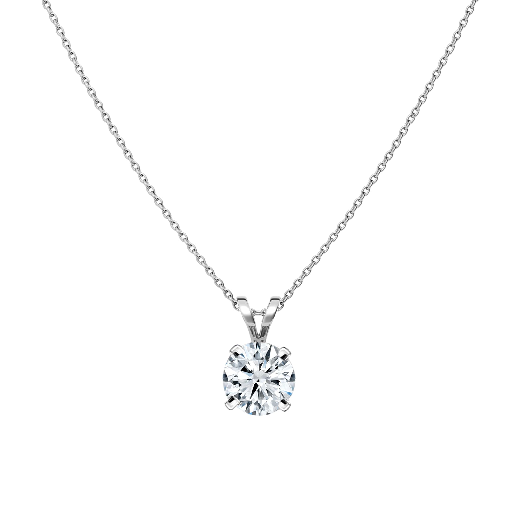 IGI Certified 18K White Gold Lab Grown Diamond Solitaire Pendant for Women - Round Cut Dazzlingrock Collection | Elegant Necklace for Weddings, Anniversaries & Special Occasions