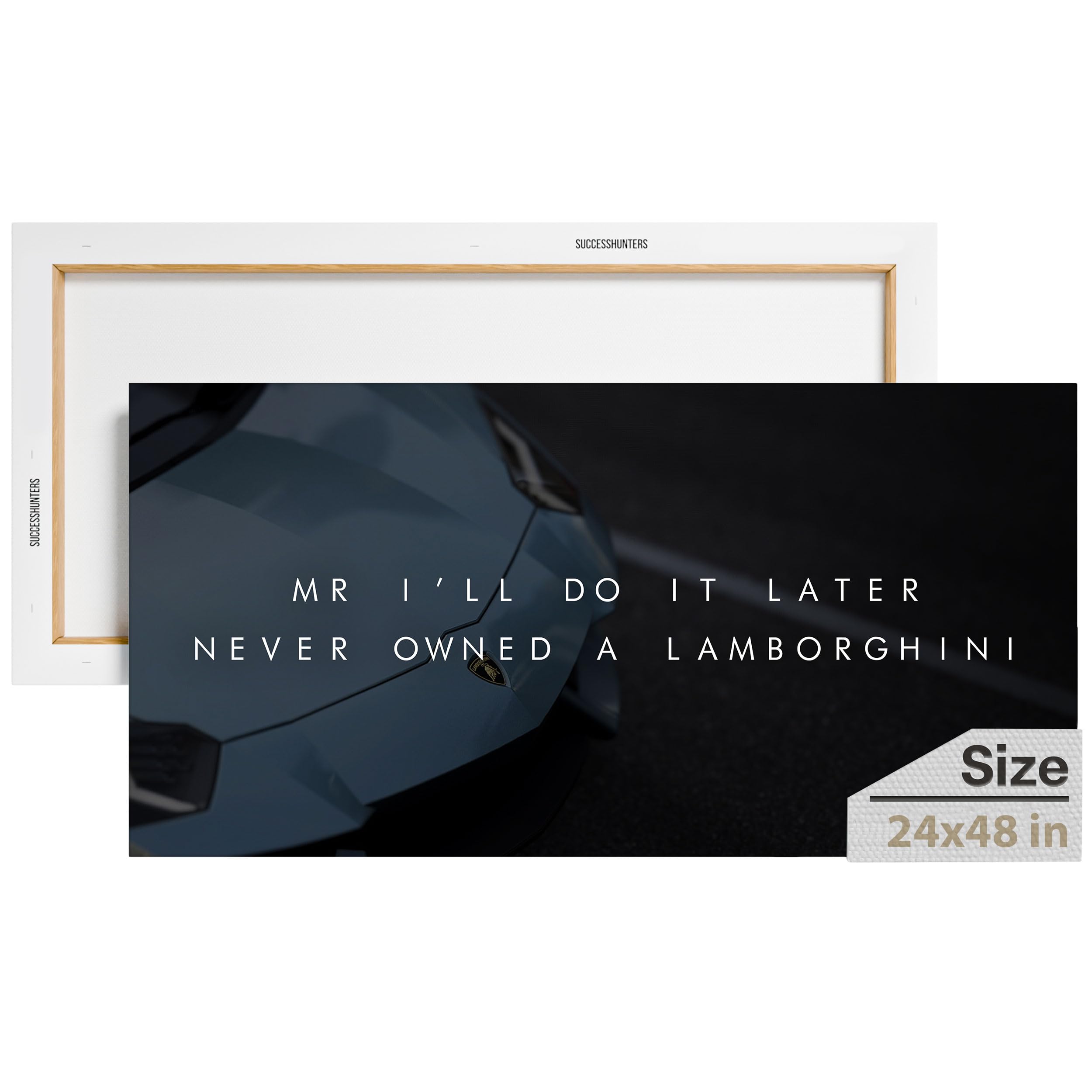 Motivational Wall Art for Office & Home - Super Car Canvas Poster (48x24 in) - Inspirational Automotive Decor for Lamborghini & Sports Car Lovers - Perfect for Man Cave, Garage, Office Decor & Gift Ideas