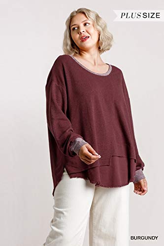Umgee Women's Frayed Hem Layered Top - Stylish Casual Blouse for Everyday Wear | Perfect for Office, Date Night & Weekend Outfits