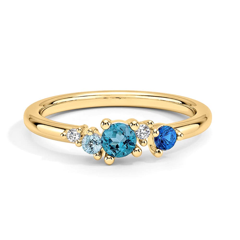 5 Stone Lab Grown Gemstone & Diamond Promise Ring for Women - Ethical Engagement, Anniversary & Wedding Jewelry Gift - Perfect for Proposals, Valentine's Day & Special Occasions