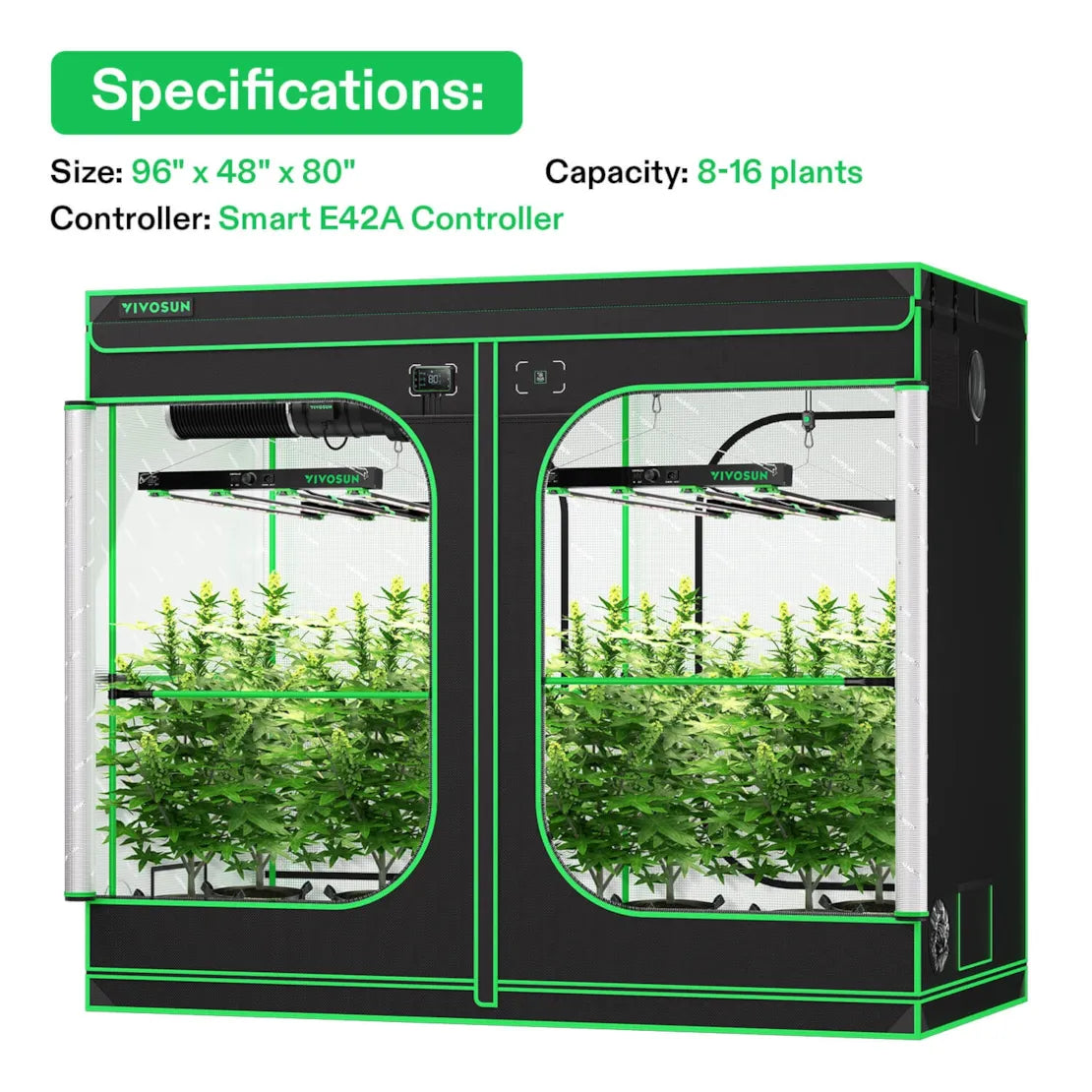 Vivosun Smart Grow Tent Kit Pro 8 Plant G8 | 4' x 8' Indoor Hydroponic System for Home Gardening, Plant Cloning & Seed Starting - Perfect for Grow Rooms, Greenhouses & Indoor Farms