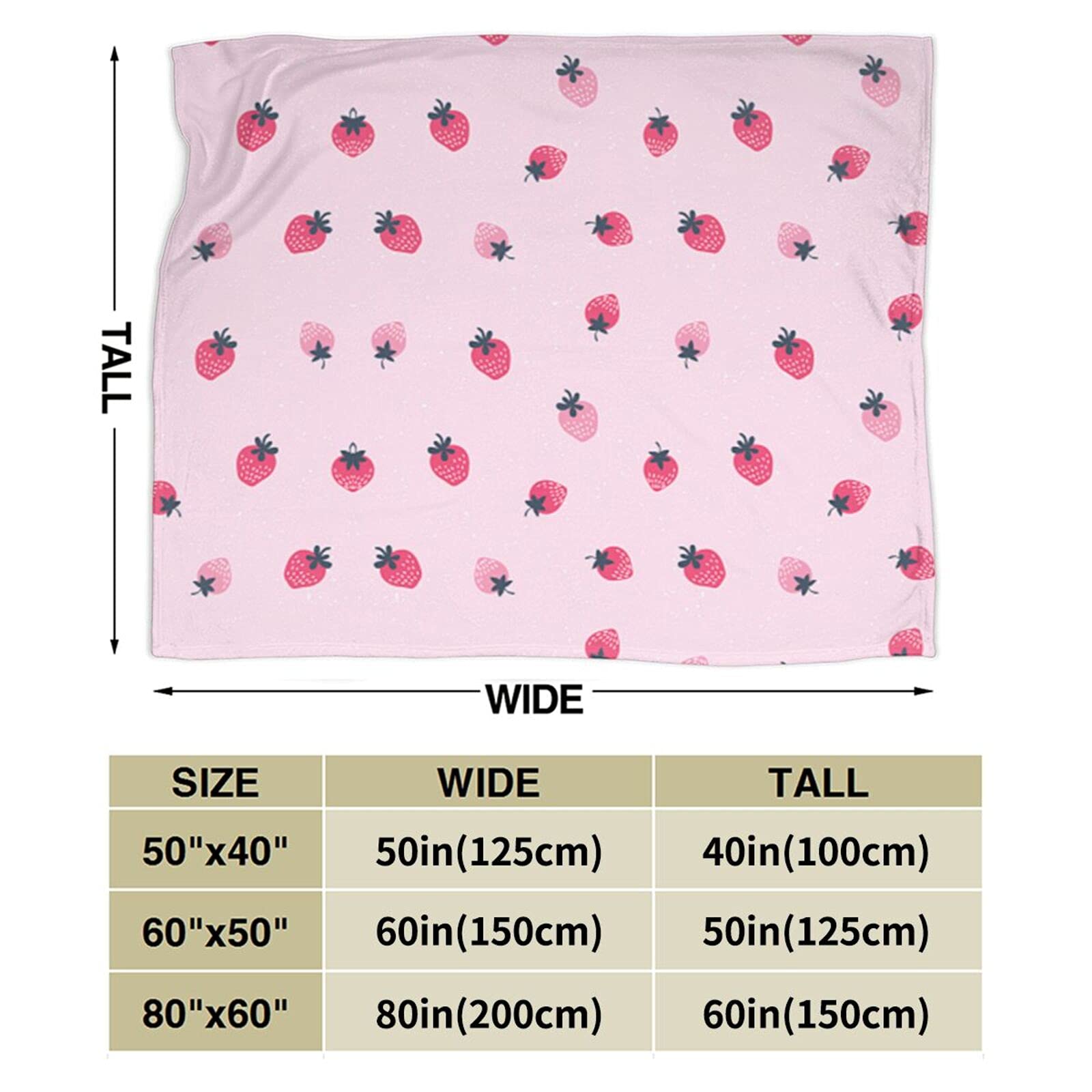 Soft Flannel Strawberry Throw Blanket - 50