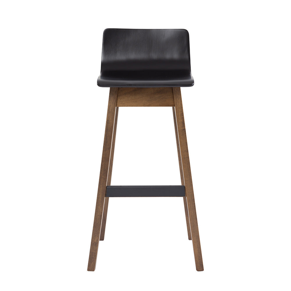 AVA Bar Stool - Modern Black & Walnut Wood Counter Height Stool for Kitchen Island, Breakfast Bar & Home Decor