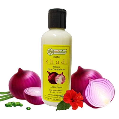 Khadi Rishikesh Ayurvedic Onion Hair Conditioner for Hair Growth & Hair Fall Control - Red Onion Juice & Fenugreek Seed Formula for Long, Strong, Frizz-Free Hair - 210ml - For Women & Men - Perfect for Daily Hair Care & Scalp Nourishment