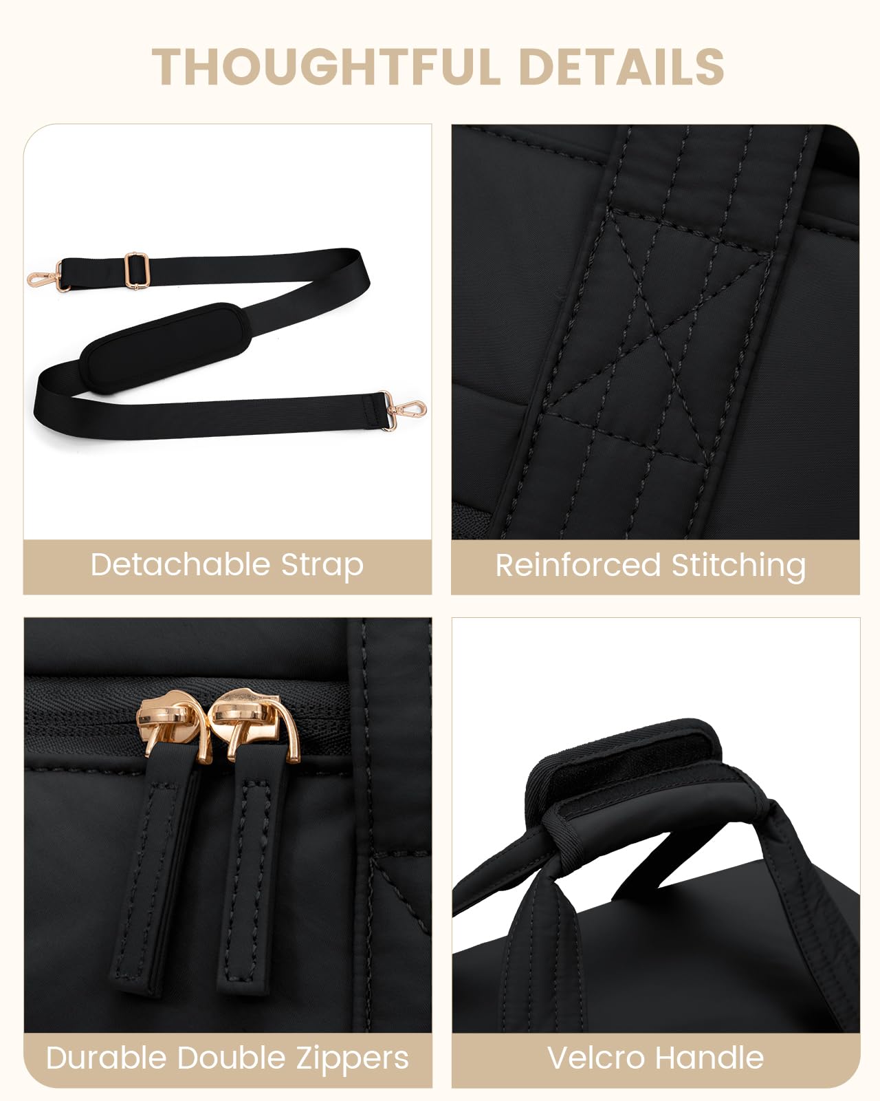 LOVEVOOK Women's Puffer Weekender Duffle Bag - 3-Piece Set with Toiletry Bag & Wet Pocket - Perfect for Travel, Gym, Yoga, Hospital & Airplane Carry-On (Black) | Ideal for Weekend Getaways, Workouts & Maternity Hospital Stays