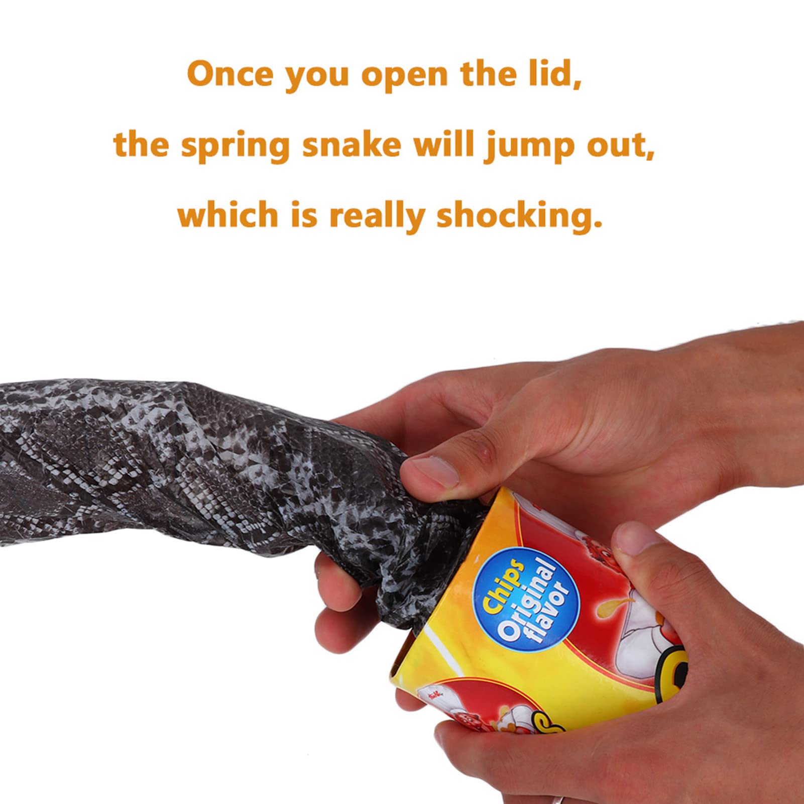 Funny Magic Potato Chip Snake Can - Jumping Spring Snake Toy for Pranks, Halloween & April Fools Day - Scary Fries Prank Gift for Parties, Decorations & Practical Jokes (Great for Office Pranks & Tricking Friends)