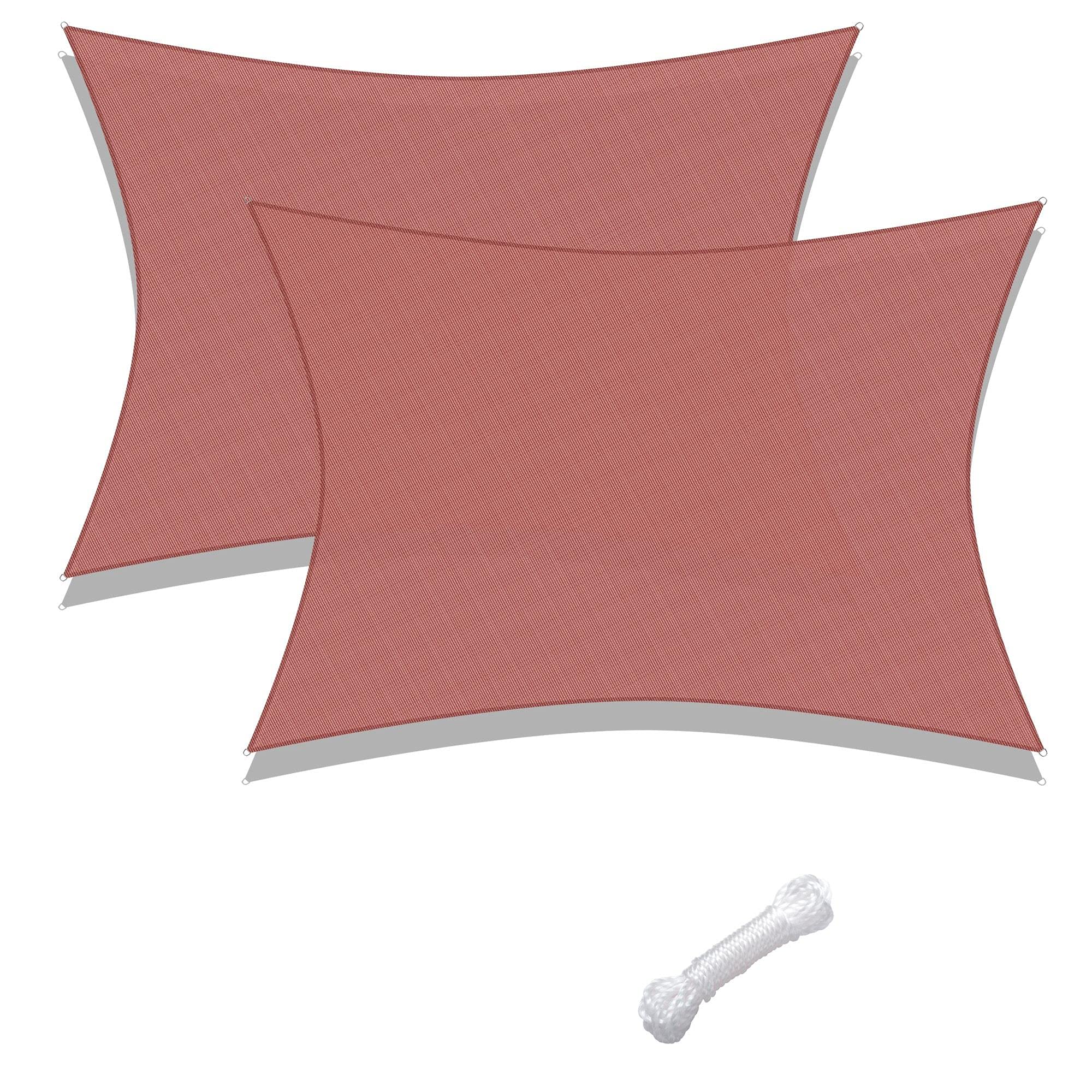 2 Pack Sun Shade Sail Outdoor Canopy Cover - UV Block Triangle & Rectangle Sunshade for Beach, Camping, Backyard, Patio - Freestanding Pop Up Shelter Tent with Red Color