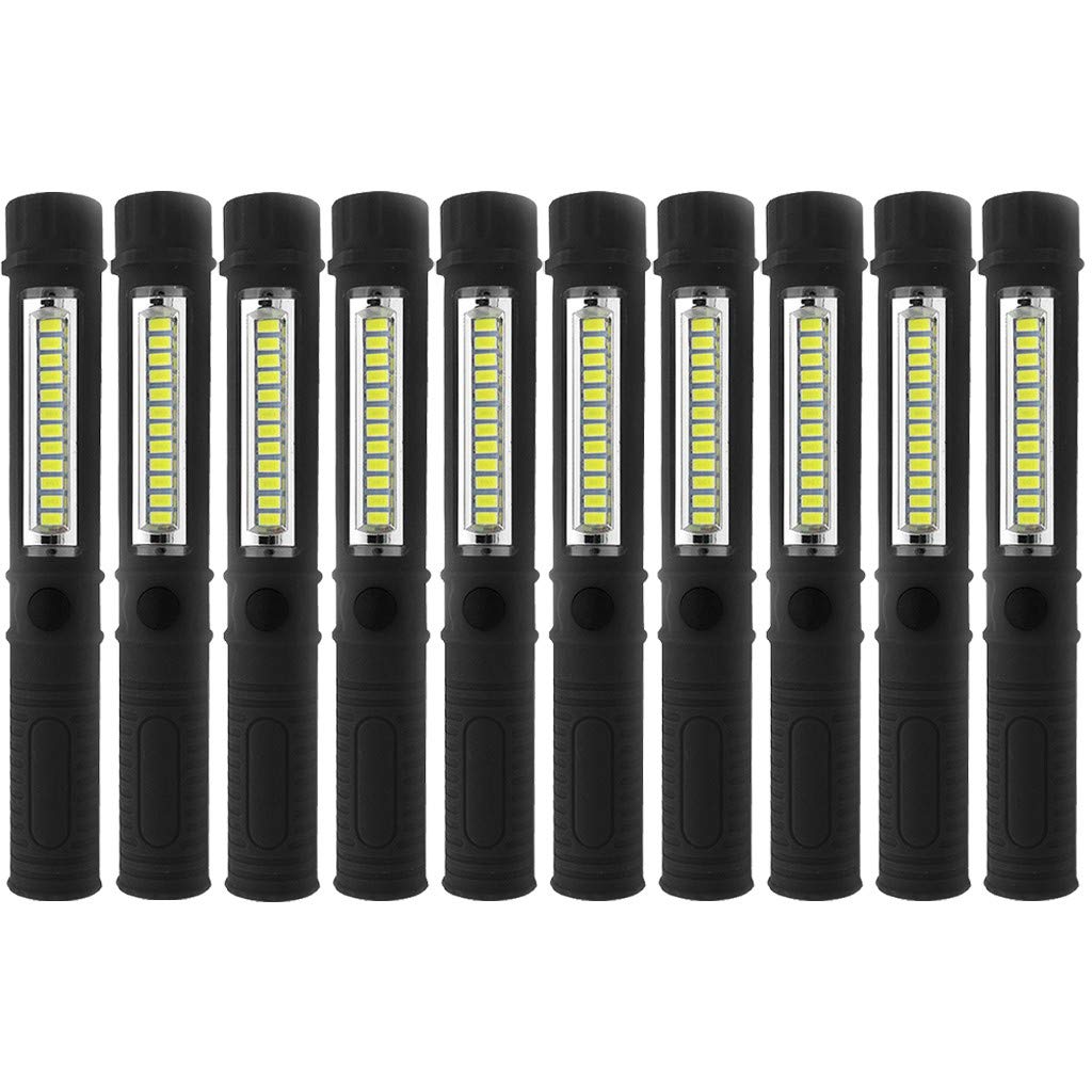 Celendi Rechargeable LED Flashlight - 10 Pack Super Bright COB Pen Light for Emergency, Work, Inspection & Outdoor Use | Pocket-Sized Portable Flashlights for Camping, Hiking, Power Outages & Home Safety