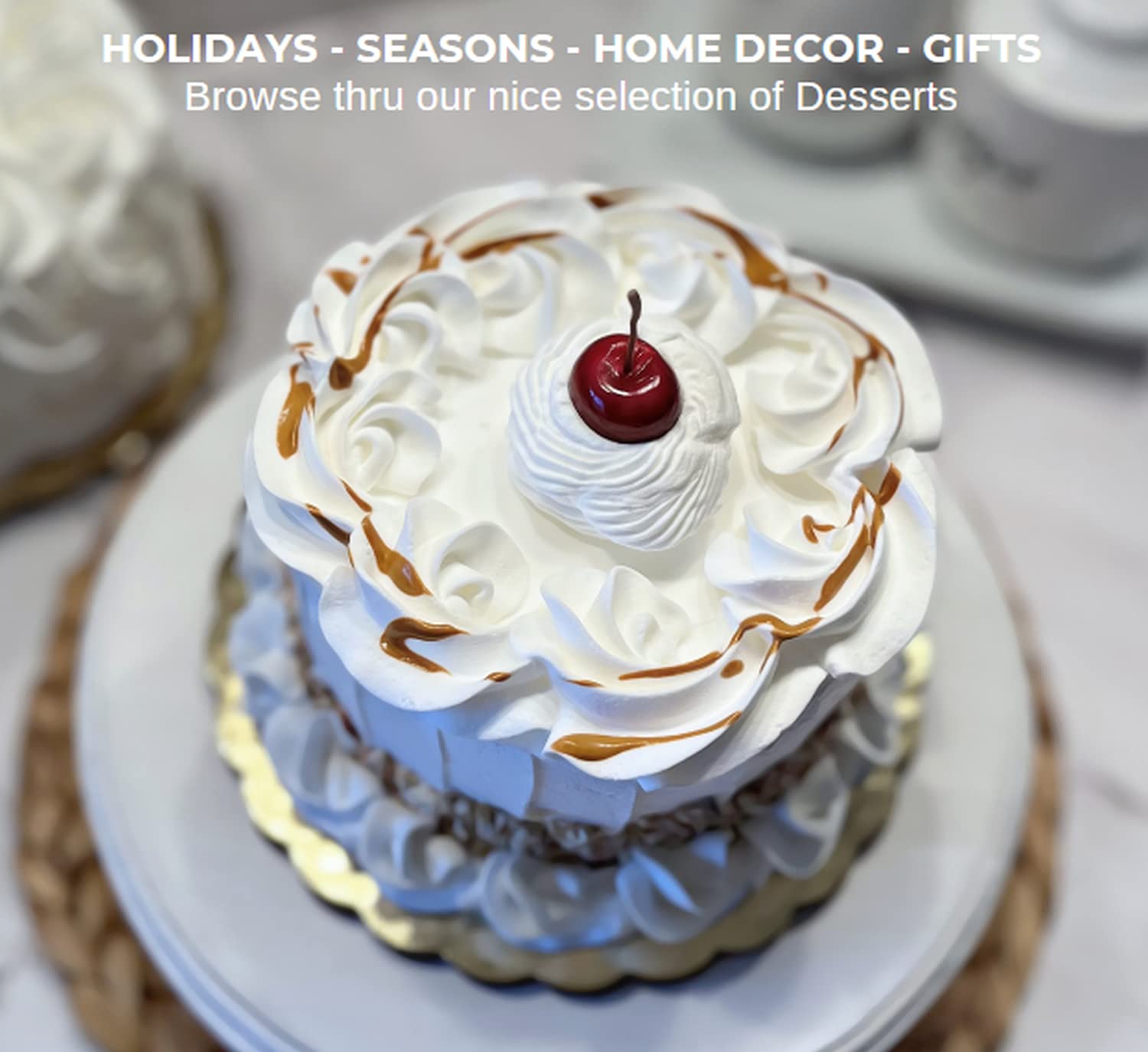 Artificial Cupcakes & Fake Cakes for Display - Realistic Faux Cake Decorations - Home & Kitchen Fake Desserts - White Nut Cake Decor for Parties, Wedding Centerpieces & Bakery Displays