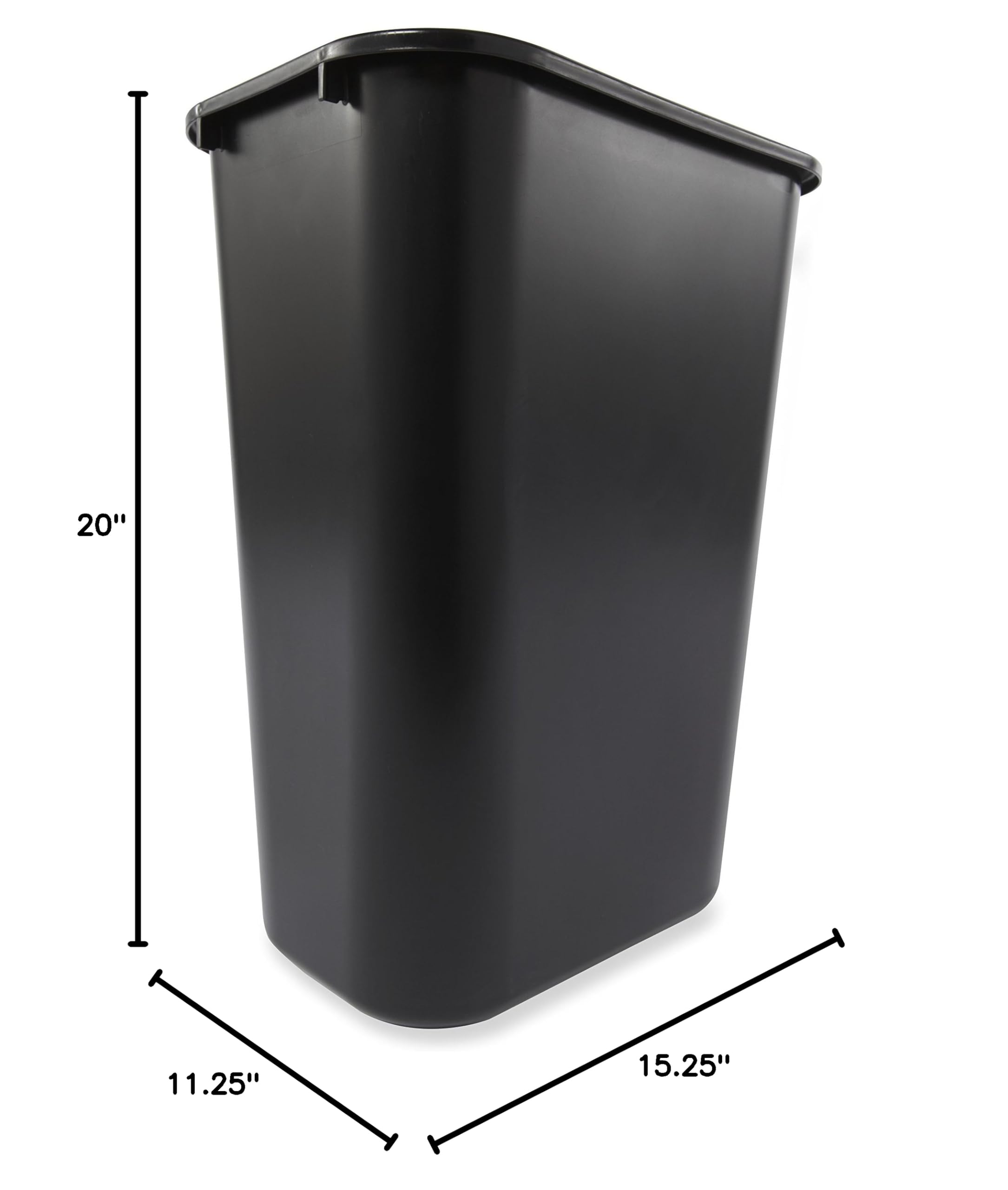 Rubbermaid Commercial 41QT/10.25 Gallon Black Plastic Stackable Trash Can - Wastebasket for Office, Bathroom, Bedroom - Fits Under Desk, Sink & Cabinet - Durable & Space-Saving (Pack of 12) - Perfect for Home, Office & Commercial Use