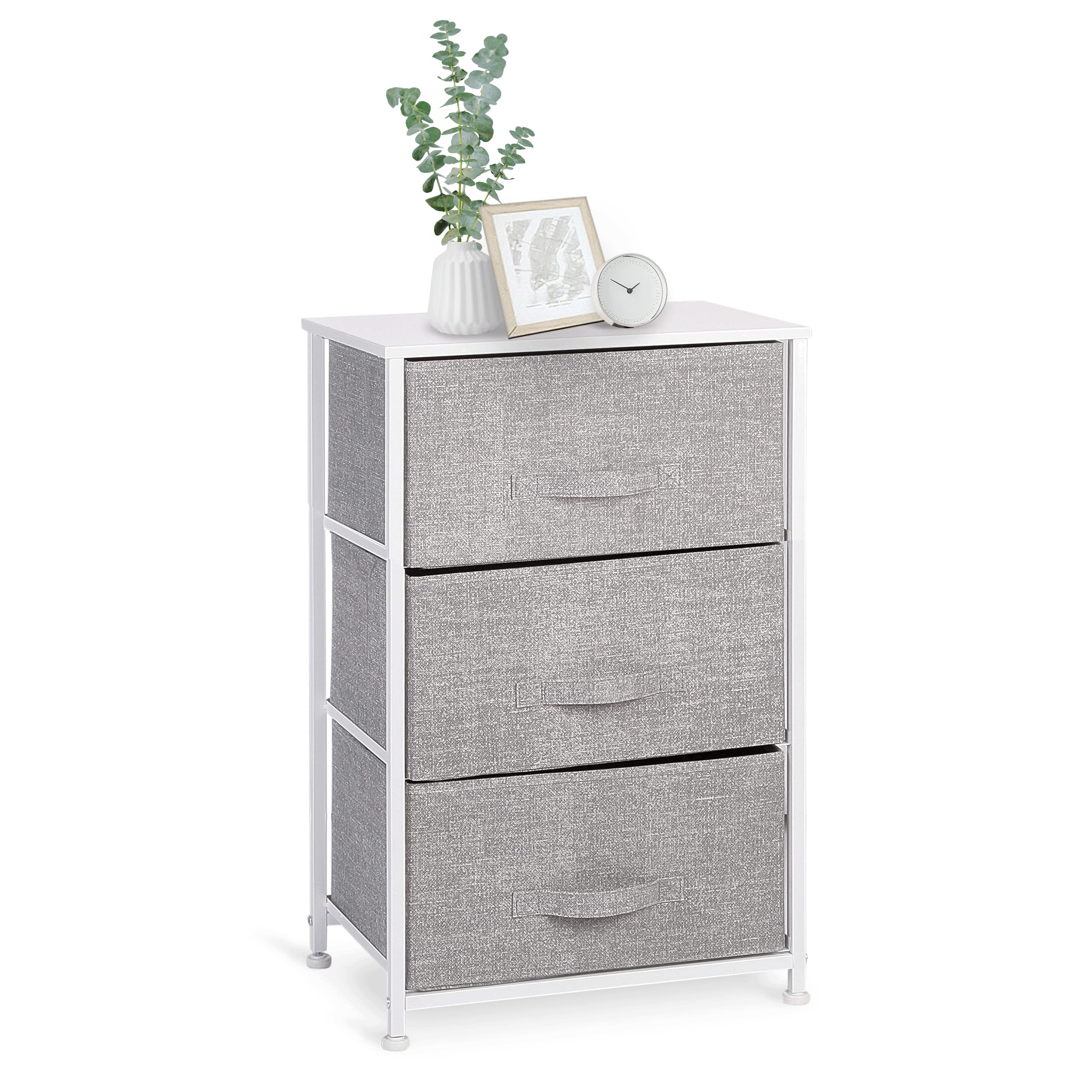 BINO 3-Drawer Fabric Dresser Storage Tower, Light Grey - Closet Organizer & Bedroom Storage Cabinet for Clothes, Toys, and Accessories | Perfect for Nursery, Hallway, Entryway, and Small Space Organization
