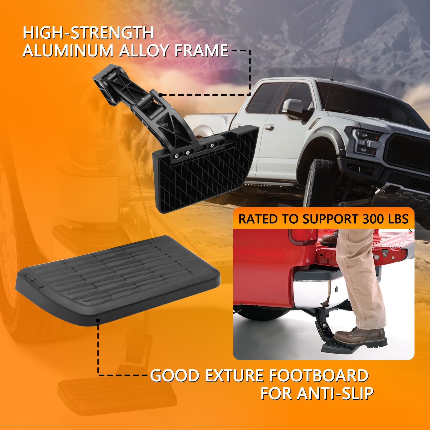 Retractable Bed Step for Toyota Tundra 2014-2021 | Folding Rear Bumper Tailgate Step Replacement | PT392-34140 & 75316-01A | Easy Truck Bed Access for Camping, Hunting & Work