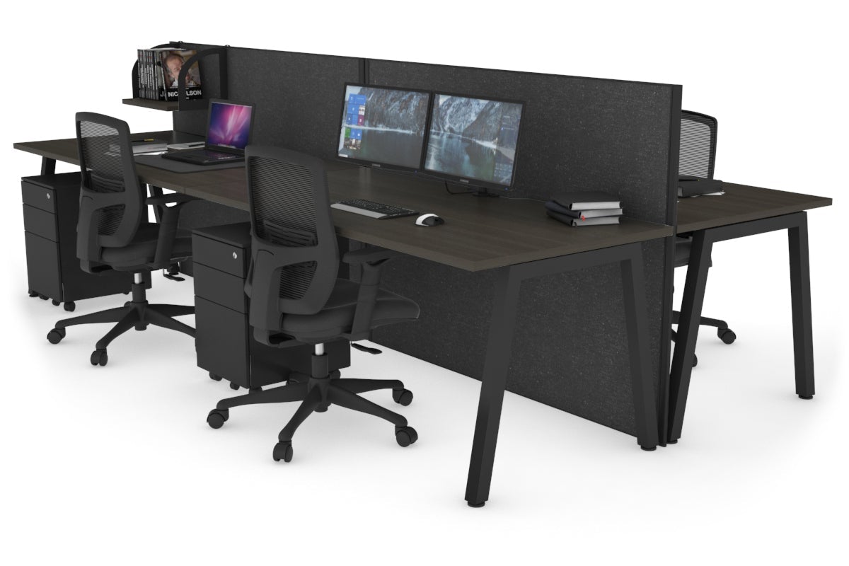 Horizon Quadro 4-Person Office Workstation Bench with A-Legs - 1800L x 800W Dimensions & Cable Management Scallop - Perfect for Collaborative Workspaces & Open Office Environments