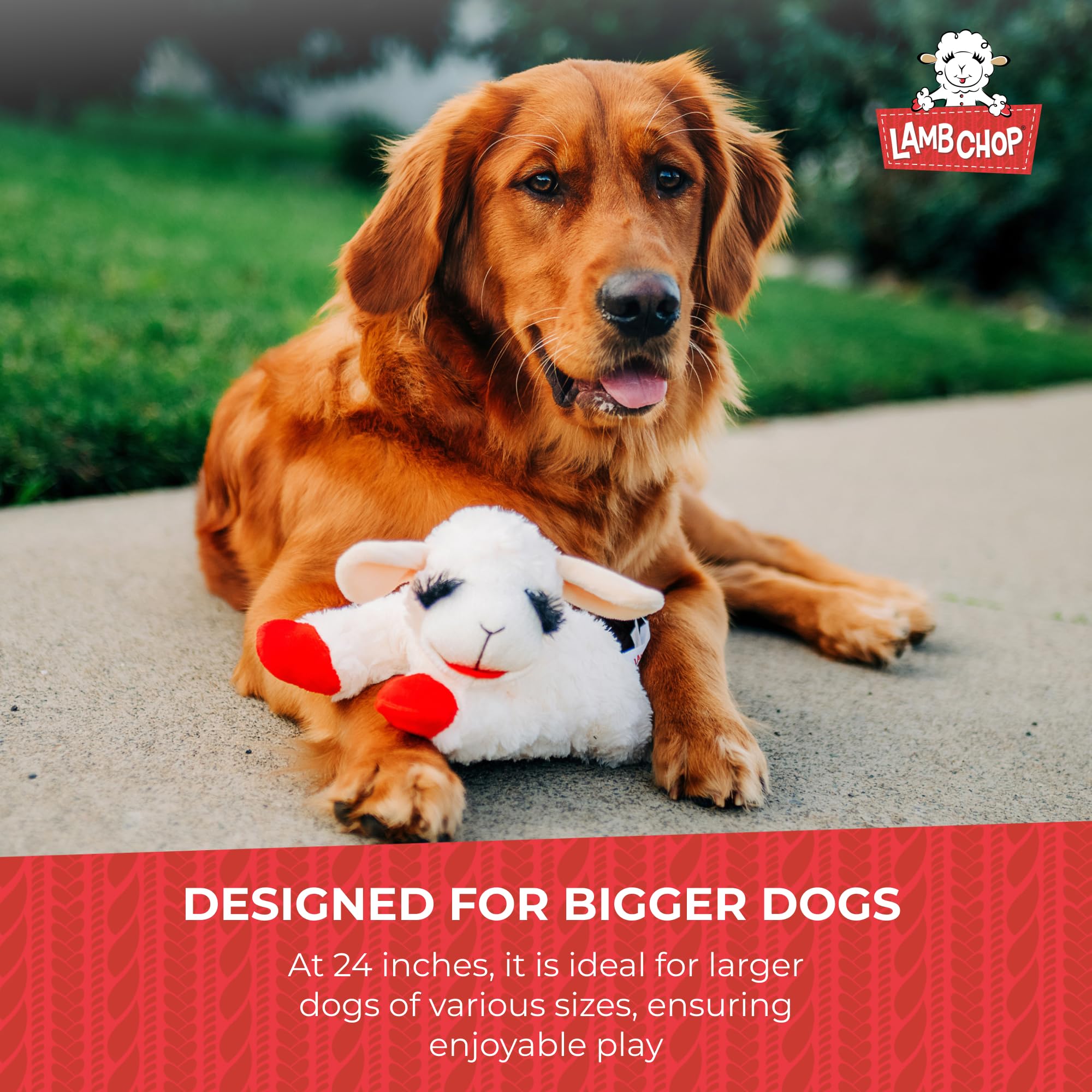 Multipet Lamb Chop Squeaky Dog Toy - Extra Soft Plush Stuffed Animal for Large Dogs - 24