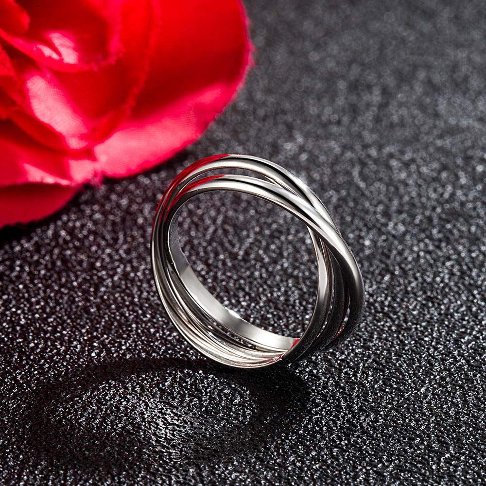 Minimalist 925 Sterling Silver Triple Stack Ring for Women - Elegant Glamour Jewelry Size 5-11 - Perfect for Cocktail Parties, Date Nights & Everyday Wear - Unisex Fashion Accessory