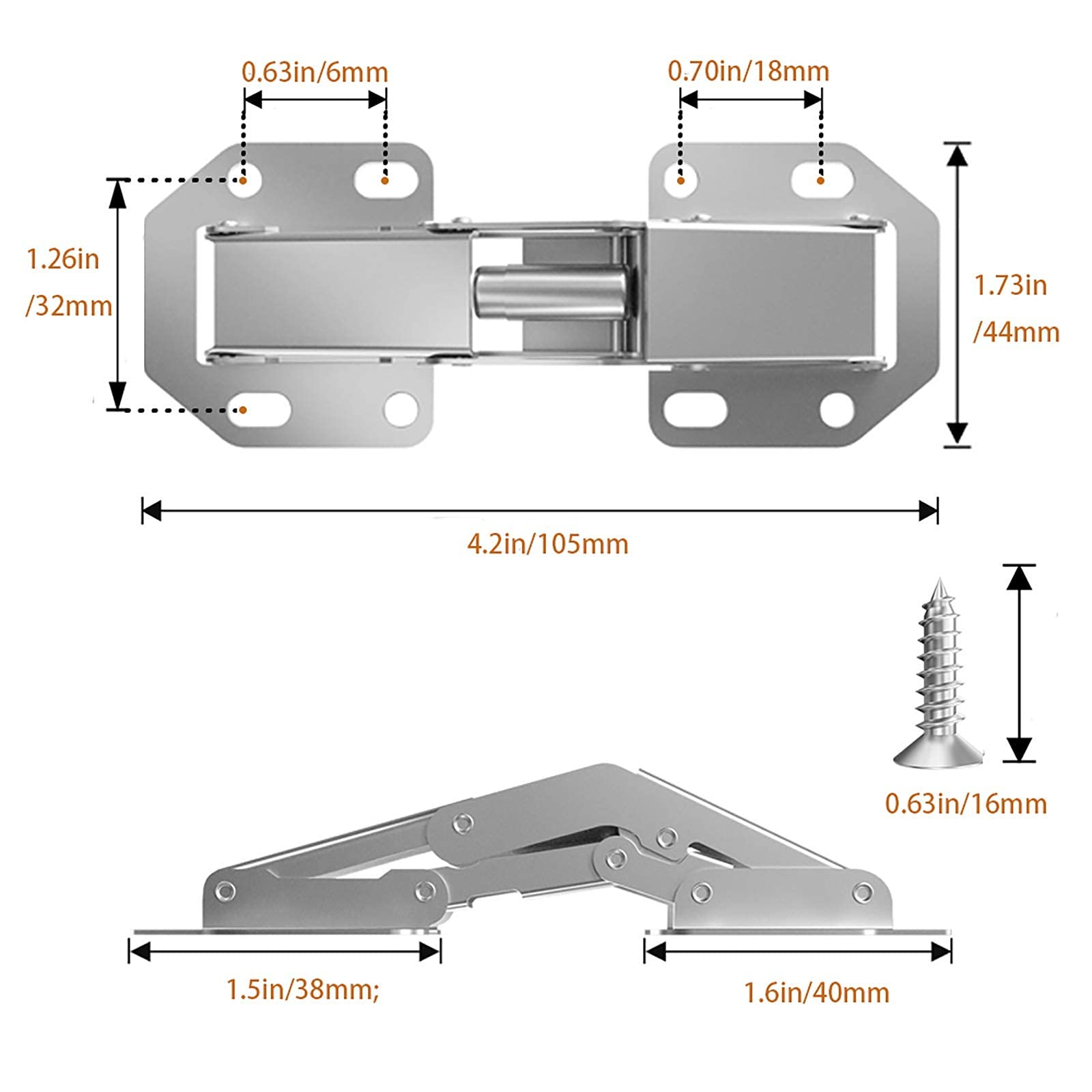 10-Pack Hidden Cabinet Hinges - Frameless Concealed Surface Mount Hinges for Kitchen Cabinets, Wardrobes & Furniture (Easy DIY Installation)