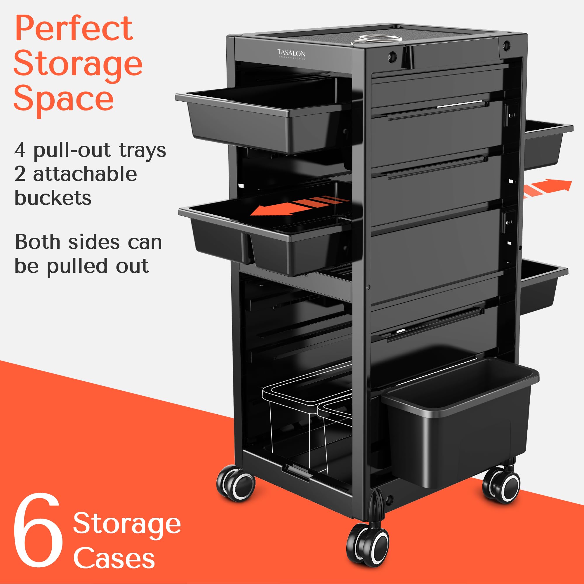 Professional Salon Trolley Cart with 4 Drawers & 2 Storage Baskets - Multipurpose Beauty Station for Hair, Nail, and Makeup Artists - Perfect for Salon, Spa, and Home Use